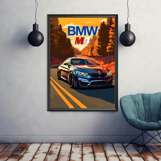 BMW M4 Poster, BMW M4 Print, 2010s Car, Car Print, Car Poster, Car Art, Modern Classic Car Print, German Car Print, Performance Car Print