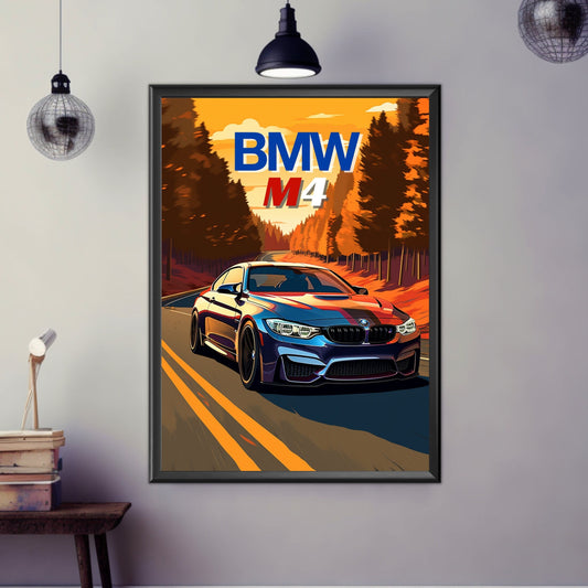 BMW M4 Poster, BMW M4 Print, 2010s Car, Car Print, Car Poster, Car Art, Modern Classic Car Print, German Car Print, Performance Car Print