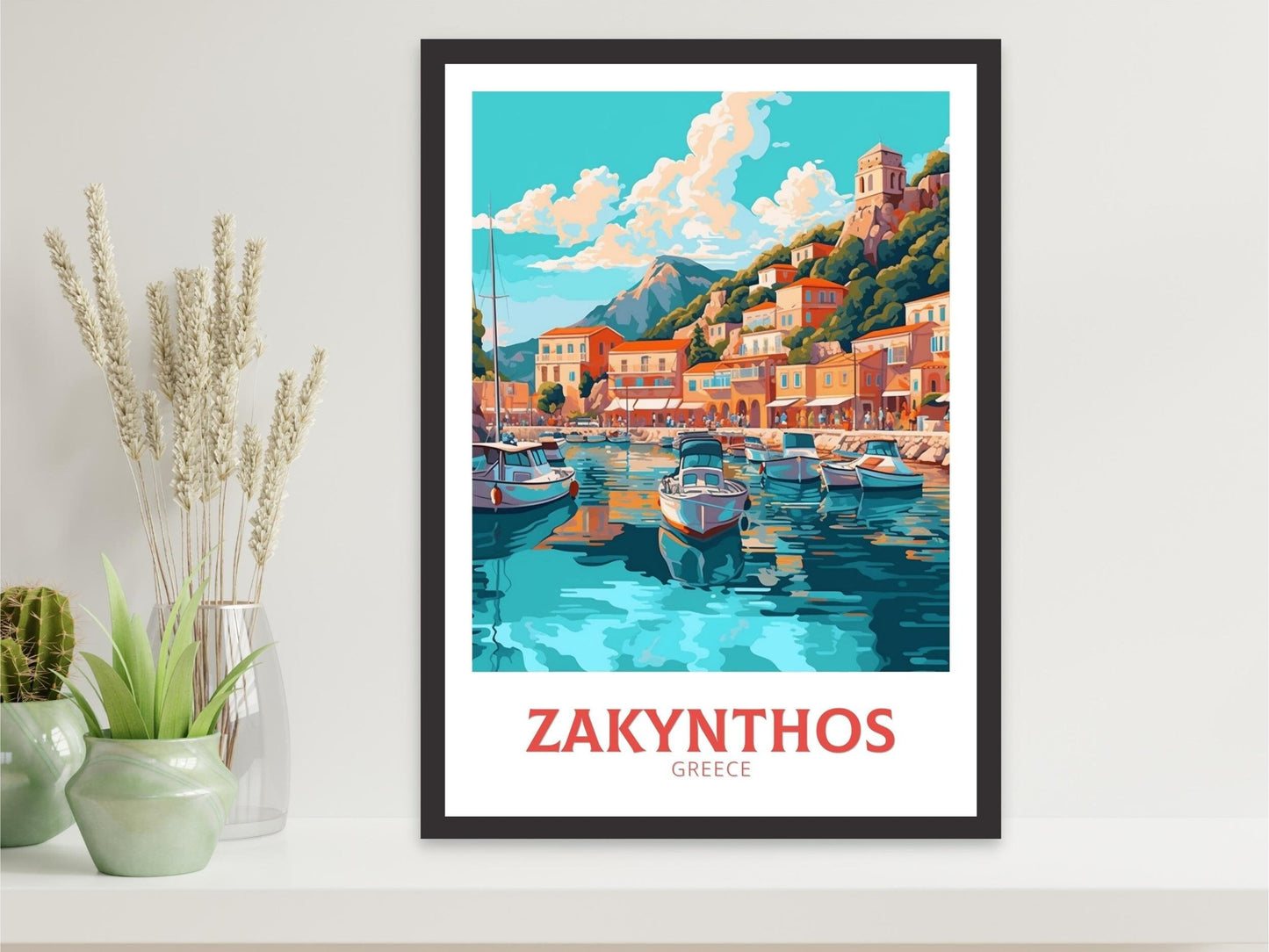 Zakynthos Illustration | Zakynthos Travel Print | Zakynthos Poster | Greece Print | Greece Home Décor | Zakynthos Art | Greek island ID 411