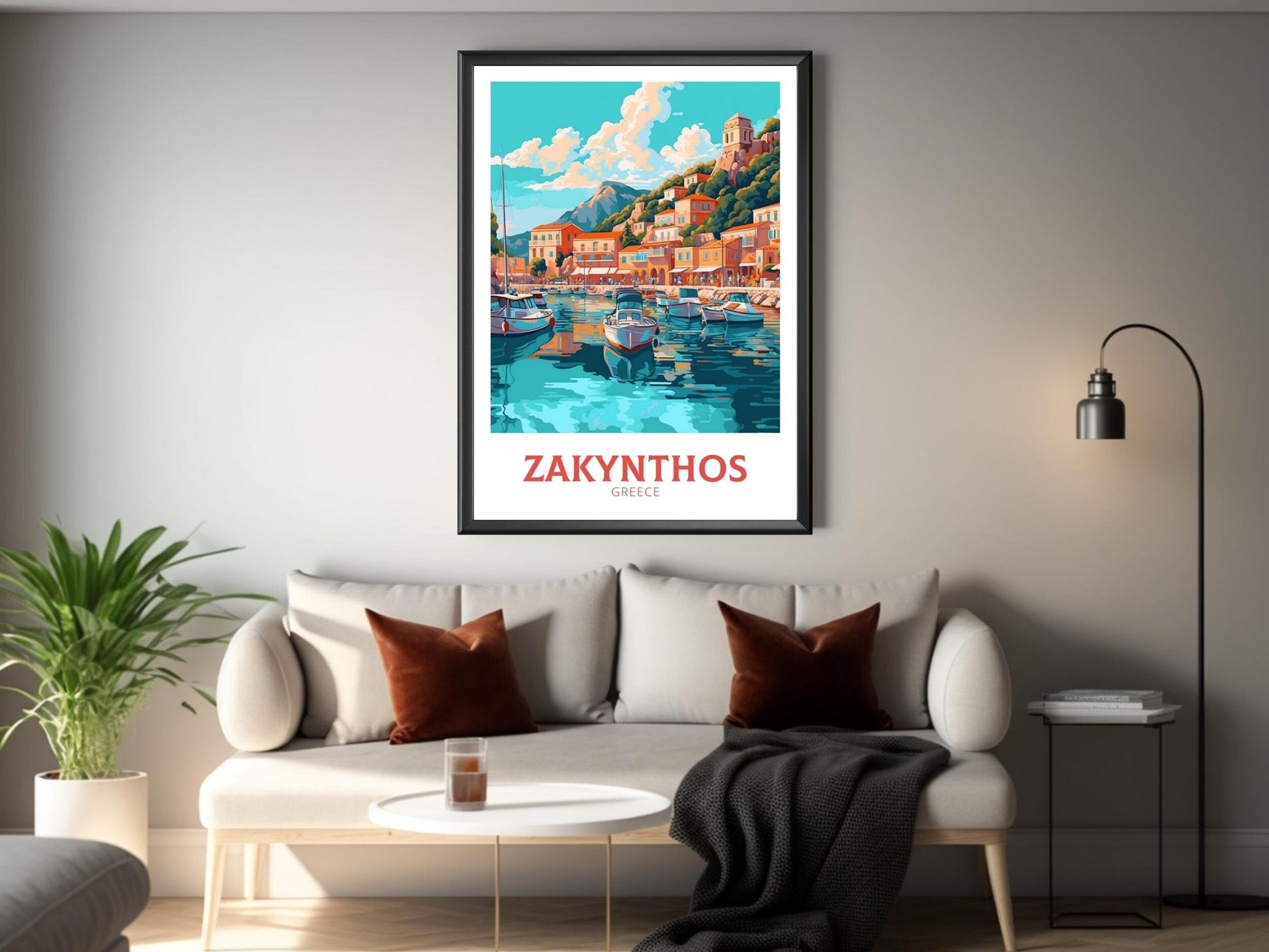 Zakynthos Illustration | Zakynthos Travel Print | Zakynthos Poster | Greece Print | Greece Home Décor | Zakynthos Art | Greek island ID 411