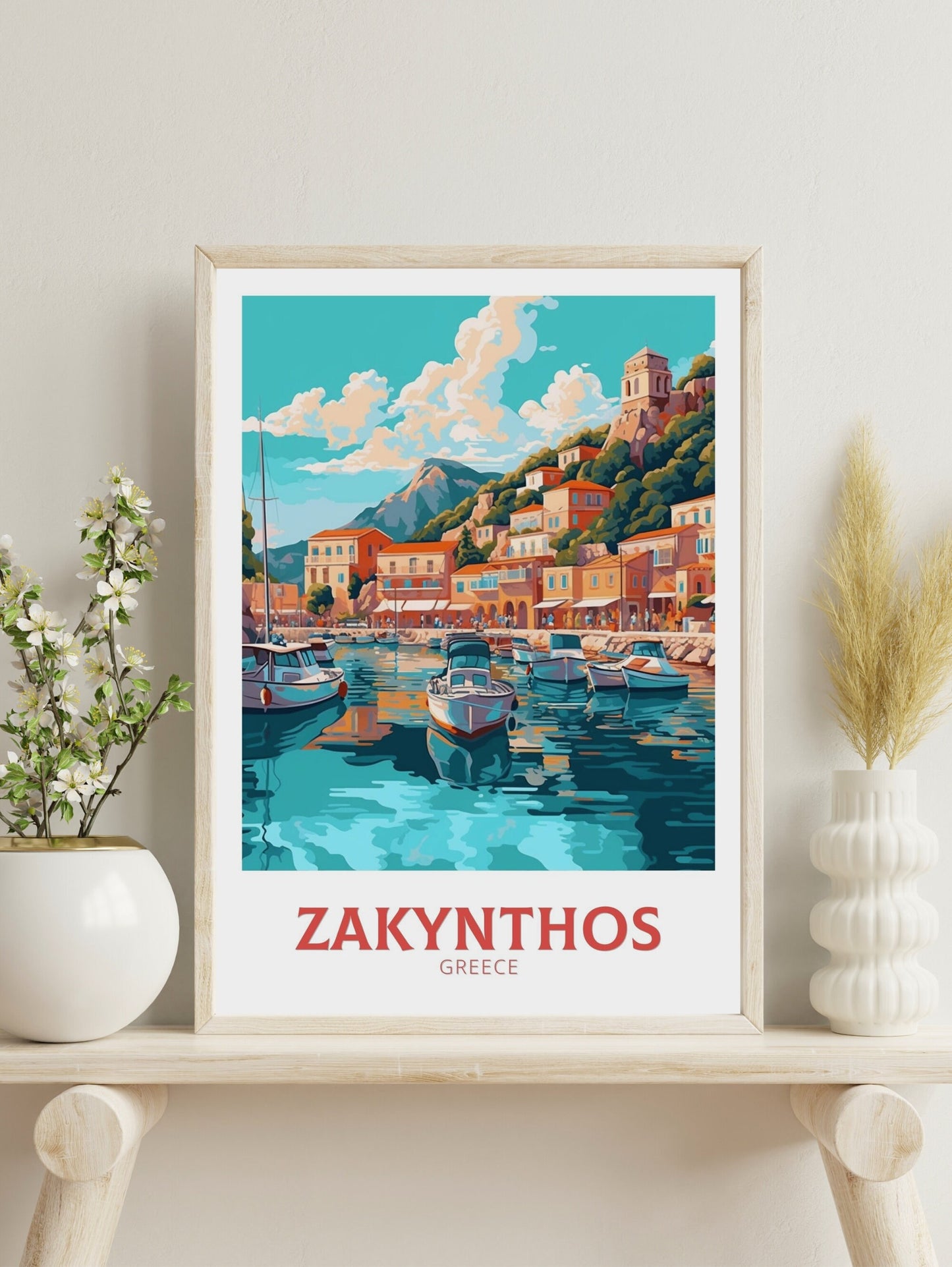 Zakynthos Illustration | Zakynthos Travel Print | Zakynthos Poster | Greece Print | Greece Home Décor | Zakynthos Art | Greek island ID 411