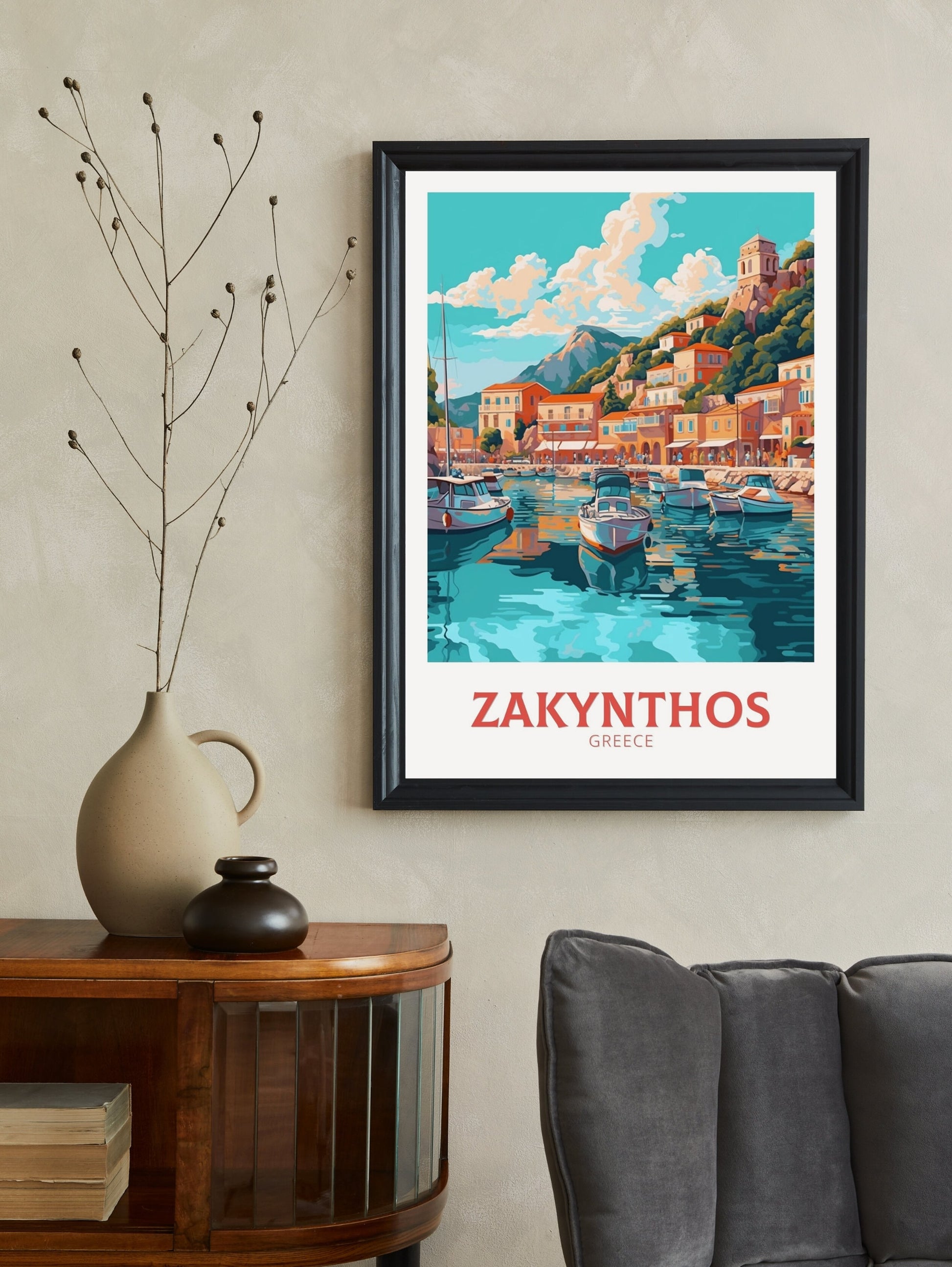 Zakynthos Illustration | Zakynthos Travel Print | Zakynthos Poster | Greece Print | Greece Home Décor | Zakynthos Art | Greek island ID 411