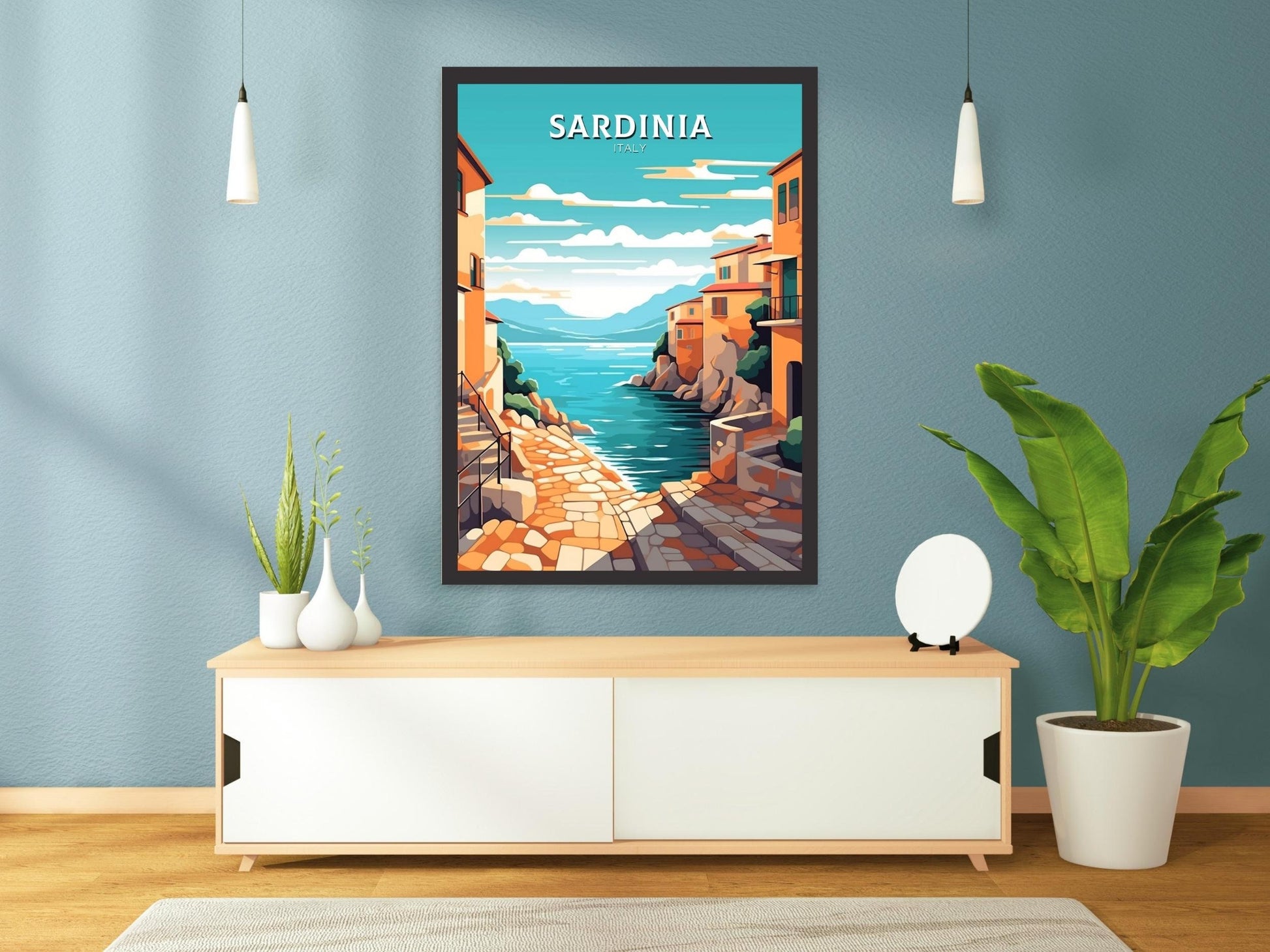 Sardinia Travel Poster | Sardinia Illustration | Sardinia Wall Art | Italy Poster | Italy Home Décor | Sardinia Print | ID 412