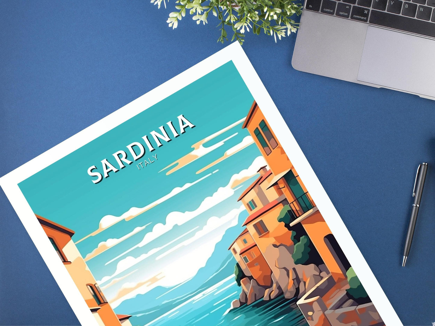 Sardinia Travel Poster | Sardinia Illustration | Sardinia Wall Art | Italy Poster | Italy Home Décor | Sardinia Print | ID 412