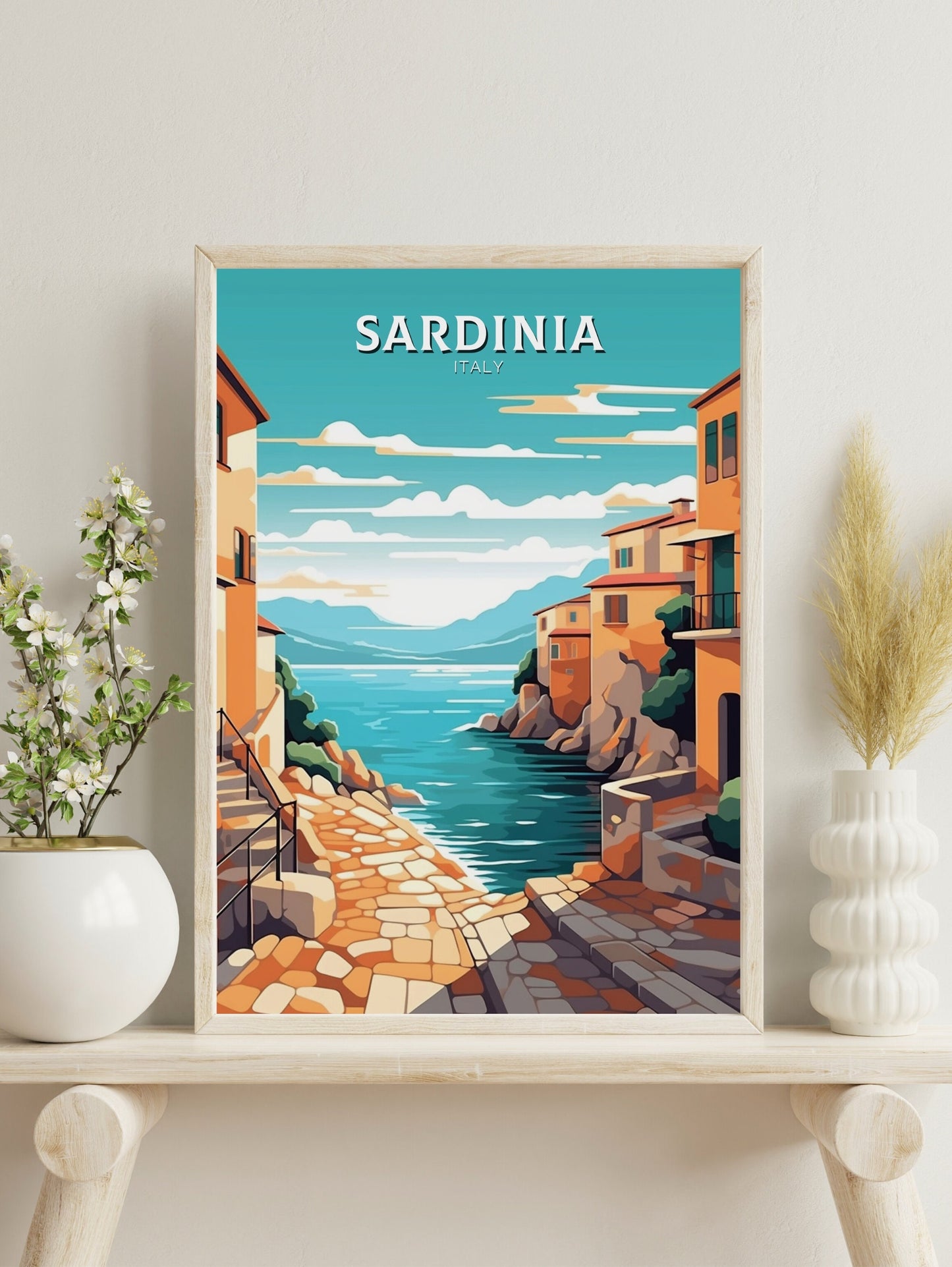 Sardinia Travel Poster | Sardinia Illustration | Sardinia Wall Art | Italy Poster | Italy Home Décor | Sardinia Print | ID 412