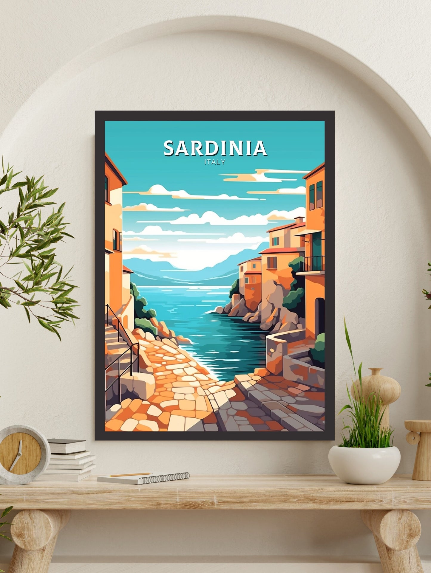 Sardinia Travel Poster | Sardinia Illustration | Sardinia Wall Art | Italy Poster | Italy Home Décor | Sardinia Print | ID 412