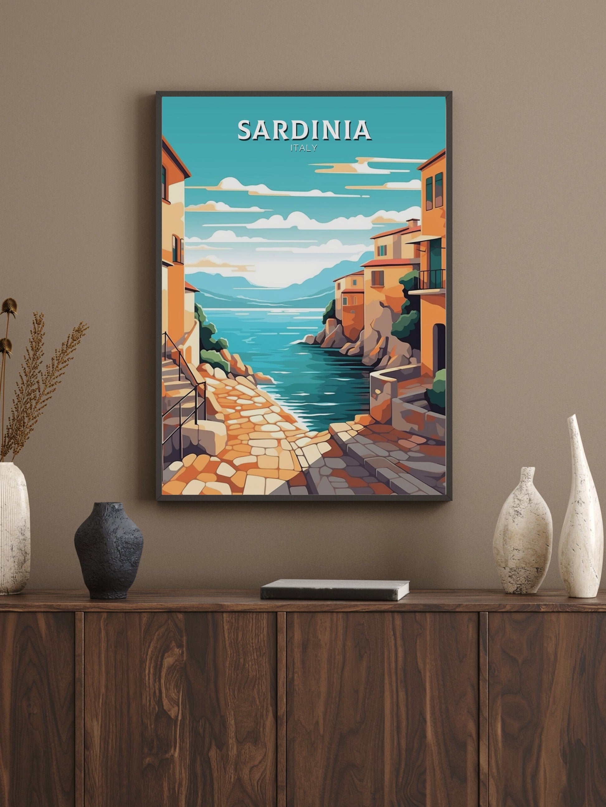 Sardinia Travel Poster | Sardinia Illustration | Sardinia Wall Art | Italy Poster | Italy Home Décor | Sardinia Print | ID 412