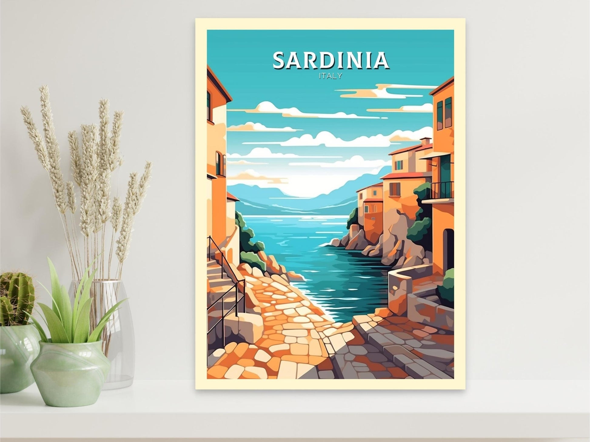 Sardinia Travel Poster | Sardinia Illustration | Sardinia Wall Art | Italy Poster | Italy Home Décor | Sardinia Print | ID 412