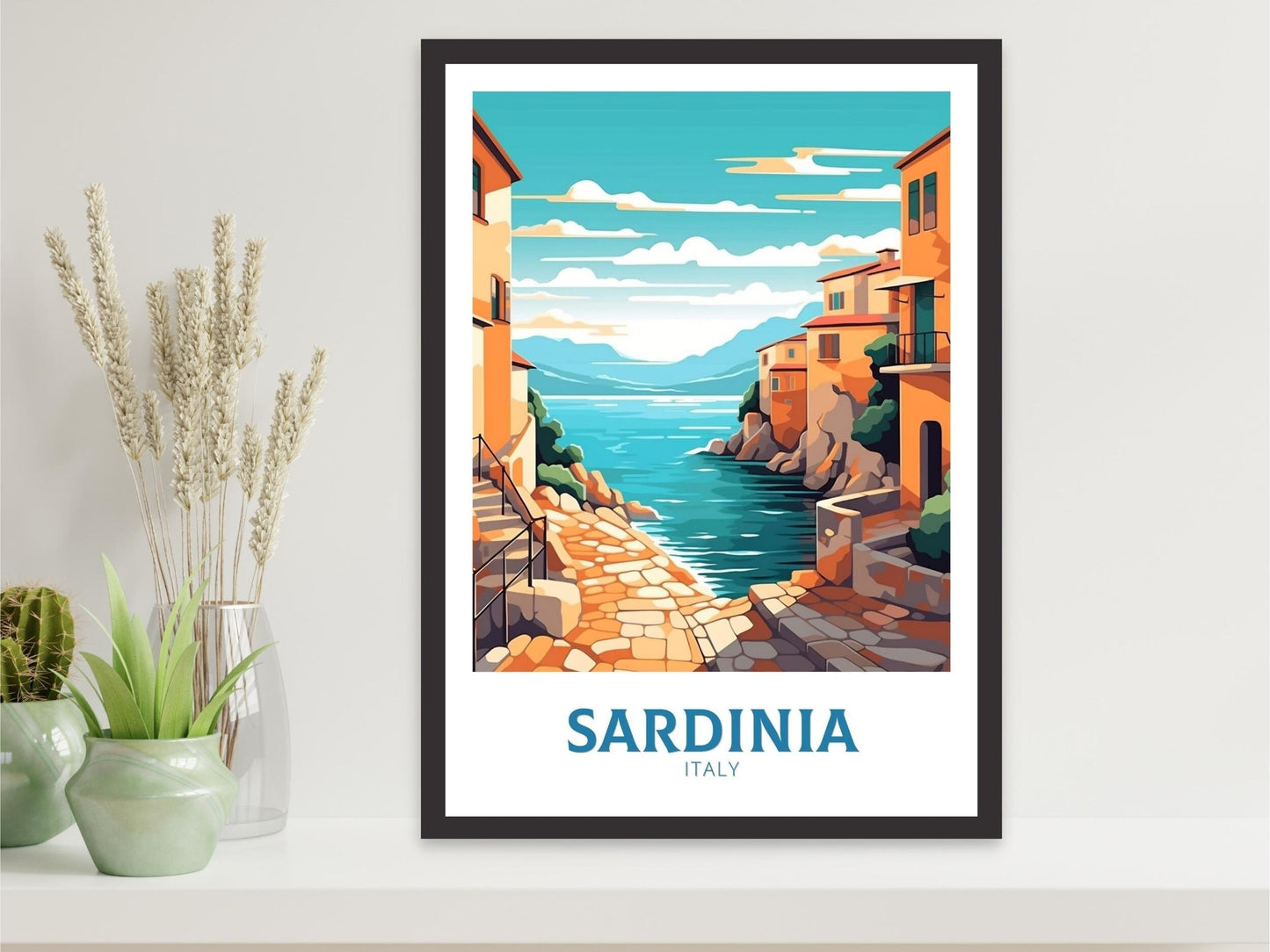 Sardinia Travel Print | Sardinia Travel Poster | Sardinia Illustration | Sardinia Wall Art | Italy Poster | Italy Home Décor | ID 413