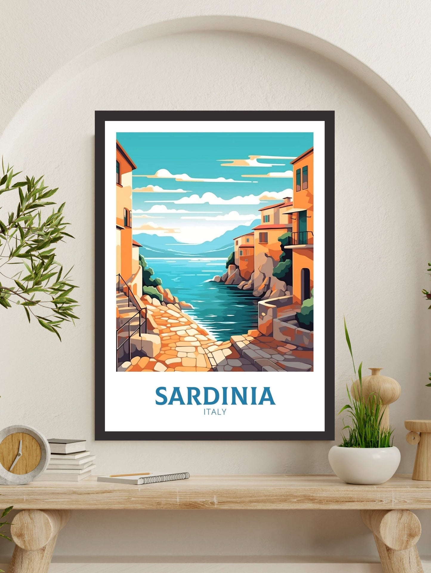 Sardinia Travel Print | Sardinia Travel Poster | Sardinia Illustration | Sardinia Wall Art | Italy Poster | Italy Home Décor | ID 413