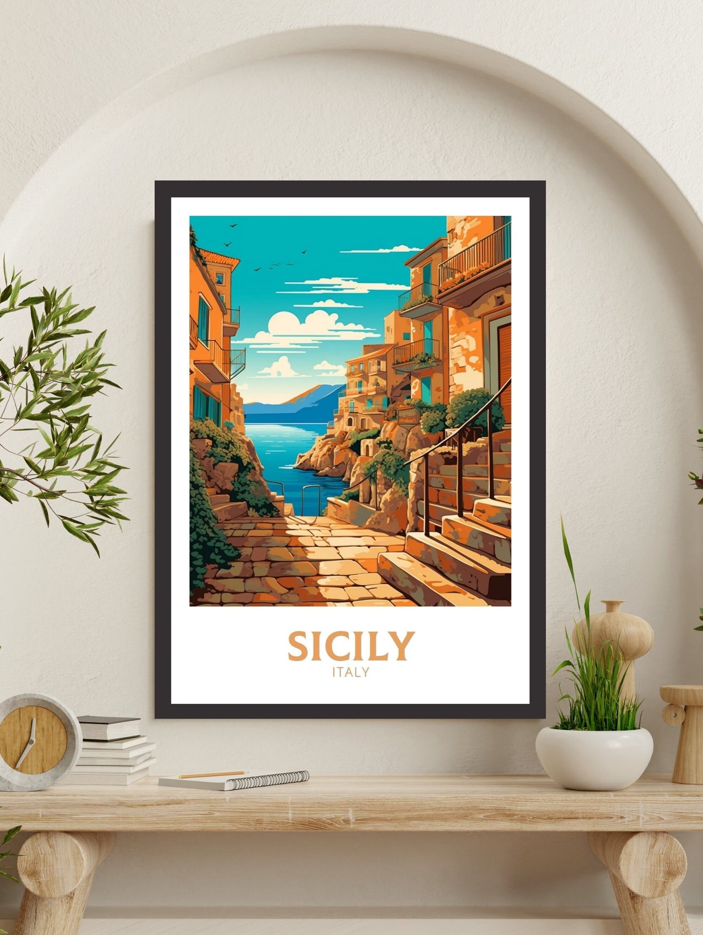 Sicily Travel Poster | Sicily Travel Print | Sicily Illustration | Sicily Wall Art | Italy Poster | Italy Home Décor | Sicily Poster ID 415