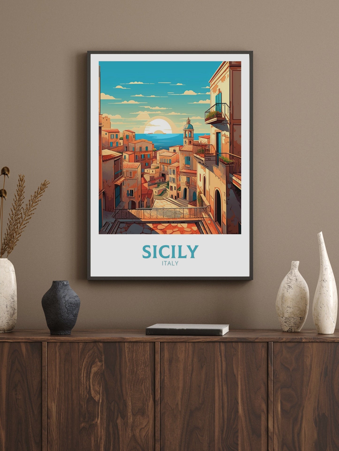 Sicily Travel Print | Sicily Illustration | Sicily Print | Sicily Wall Art | Sicily Travel Poster | Italy Poster | Italy Home Décor | ID 417