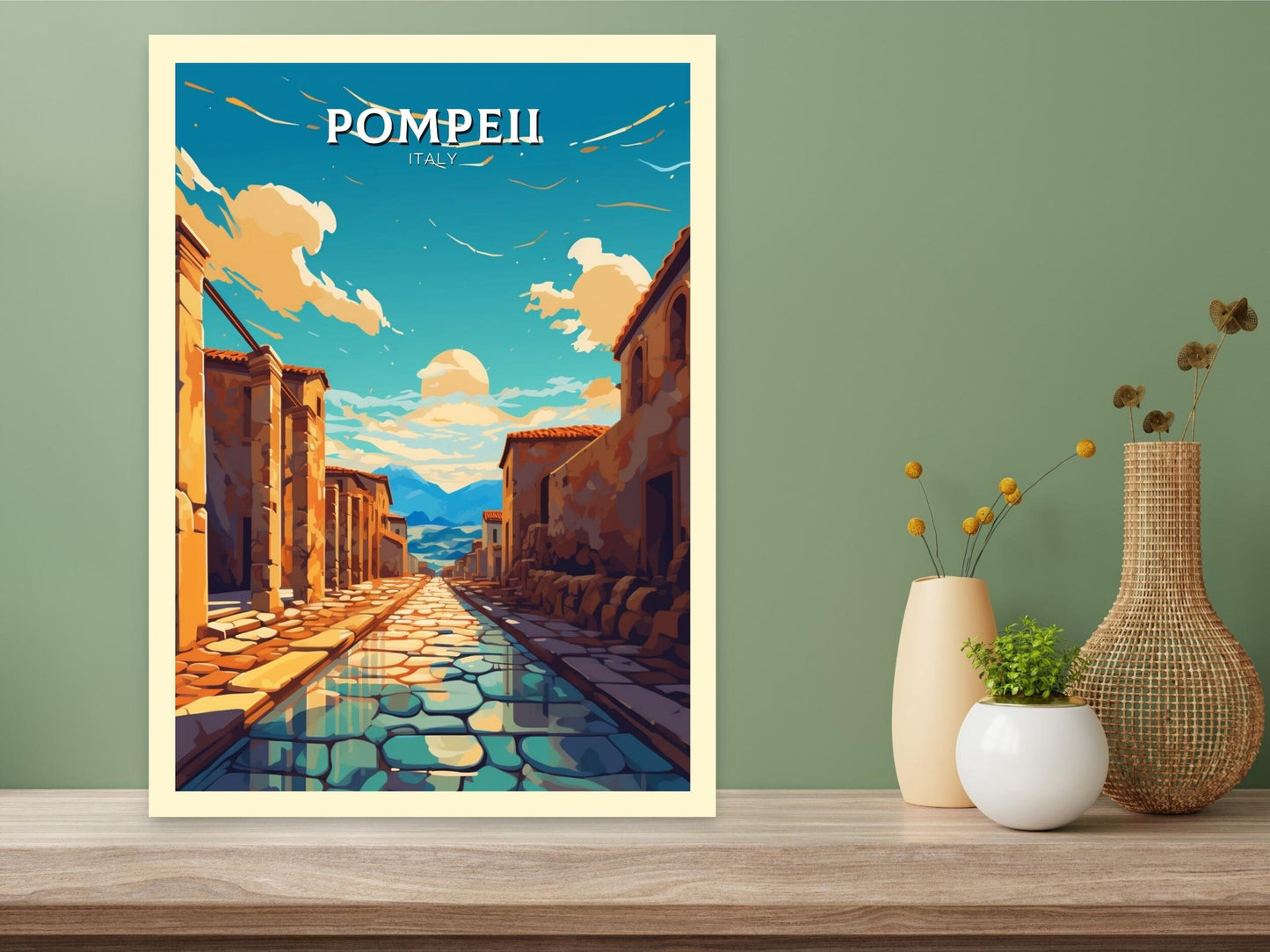 Pompeii Travel Print | Pompeii Illustration | Pompeii Print | Pompeii Wall Art | Pompeii Travel Poster | Italy Poster | Italy Décor | ID 418