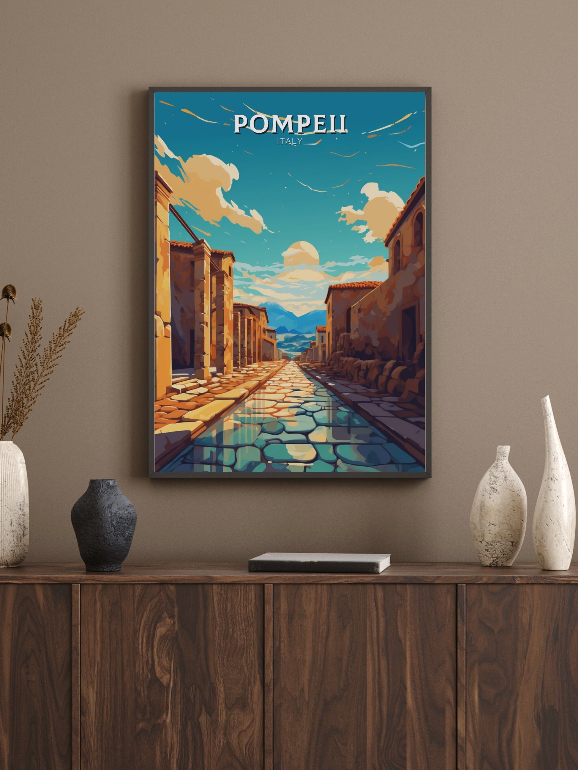 Pompeii Travel Print | Pompeii Illustration | Pompeii Print | Pompeii Wall Art | Pompeii Travel Poster | Italy Poster | Italy Décor | ID 418