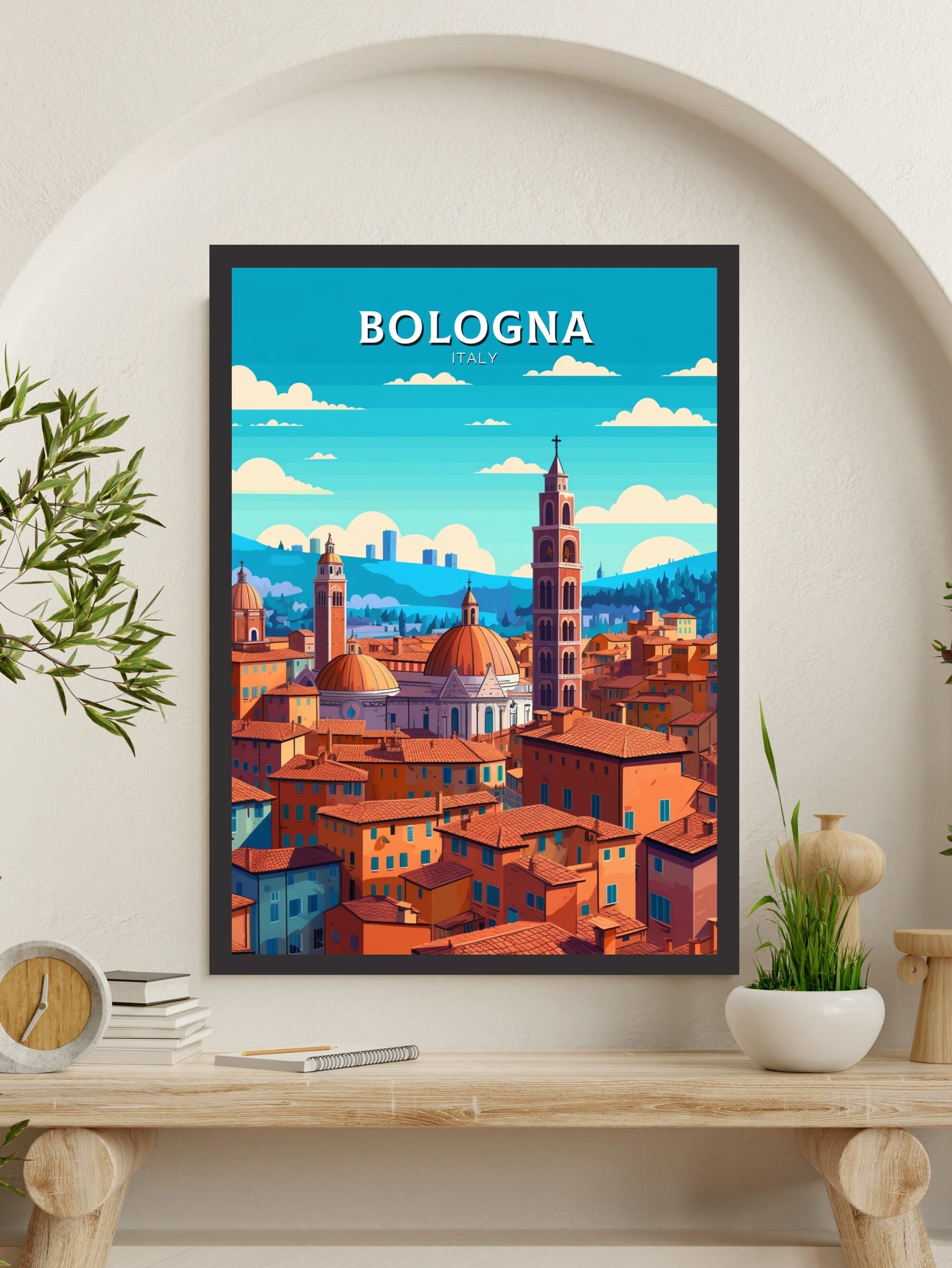 Bologna Travel Poster | Bologna Travel Print | Bologna Illustration | Bologna Print | Bologna Wall Art | Italy Poster | Italy Décor | ID 420