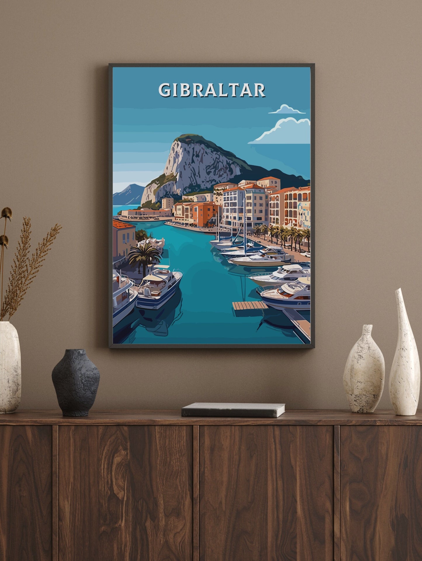 Gibraltar Travel Print | Gibraltar Poster | Gibraltar Rock Illustration | Gibraltar Wall Art | Gibraltar Print | Gibraltar Art ID 388