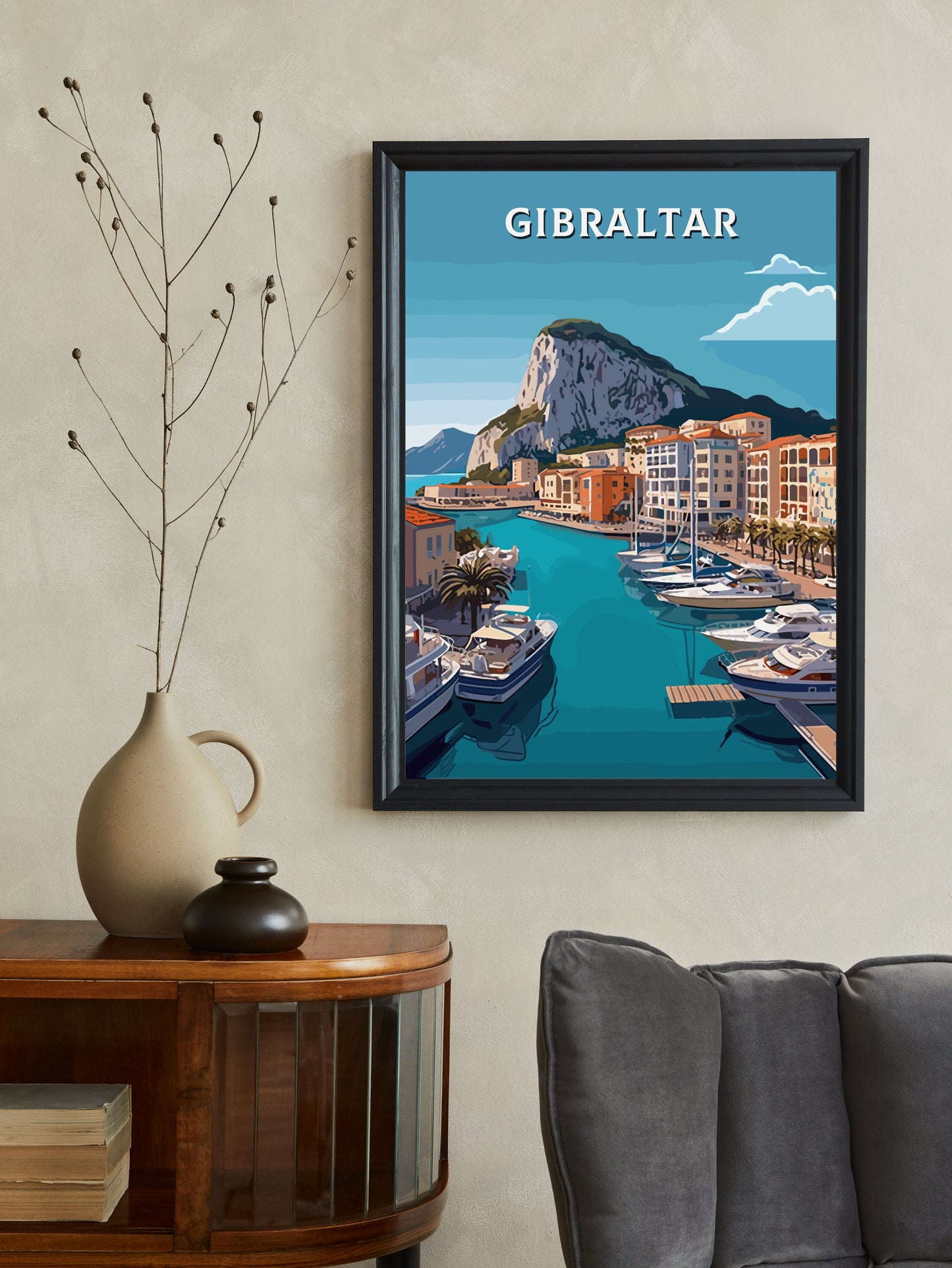 Gibraltar Travel Print | Gibraltar Poster | Gibraltar Rock Illustration | Gibraltar Wall Art | Gibraltar Print | Gibraltar Art ID 388