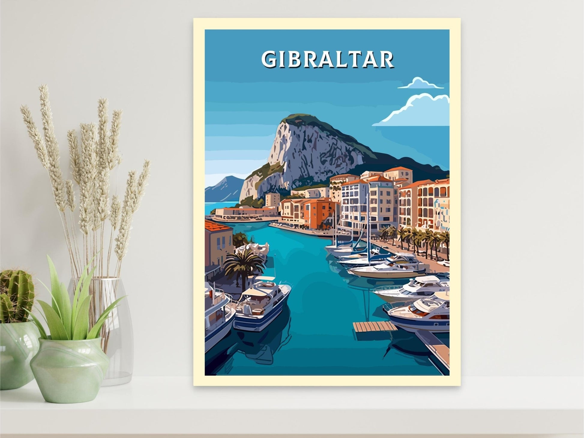 Gibraltar Travel Print | Gibraltar Poster | Gibraltar Rock Illustration | Gibraltar Wall Art | Gibraltar Print | Gibraltar Art ID 388