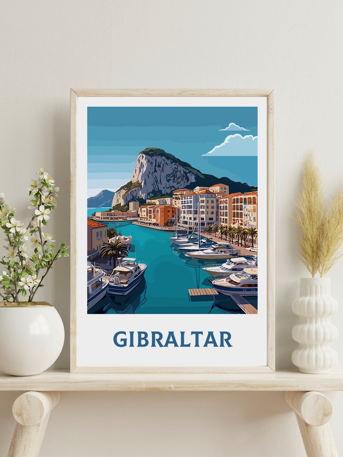 Gibraltar Poster | Gibraltar Travel Print | Gibraltar Rock Illustration | Gibraltar Wall Art | Gibraltar Print | Gibraltar Art | ID 389