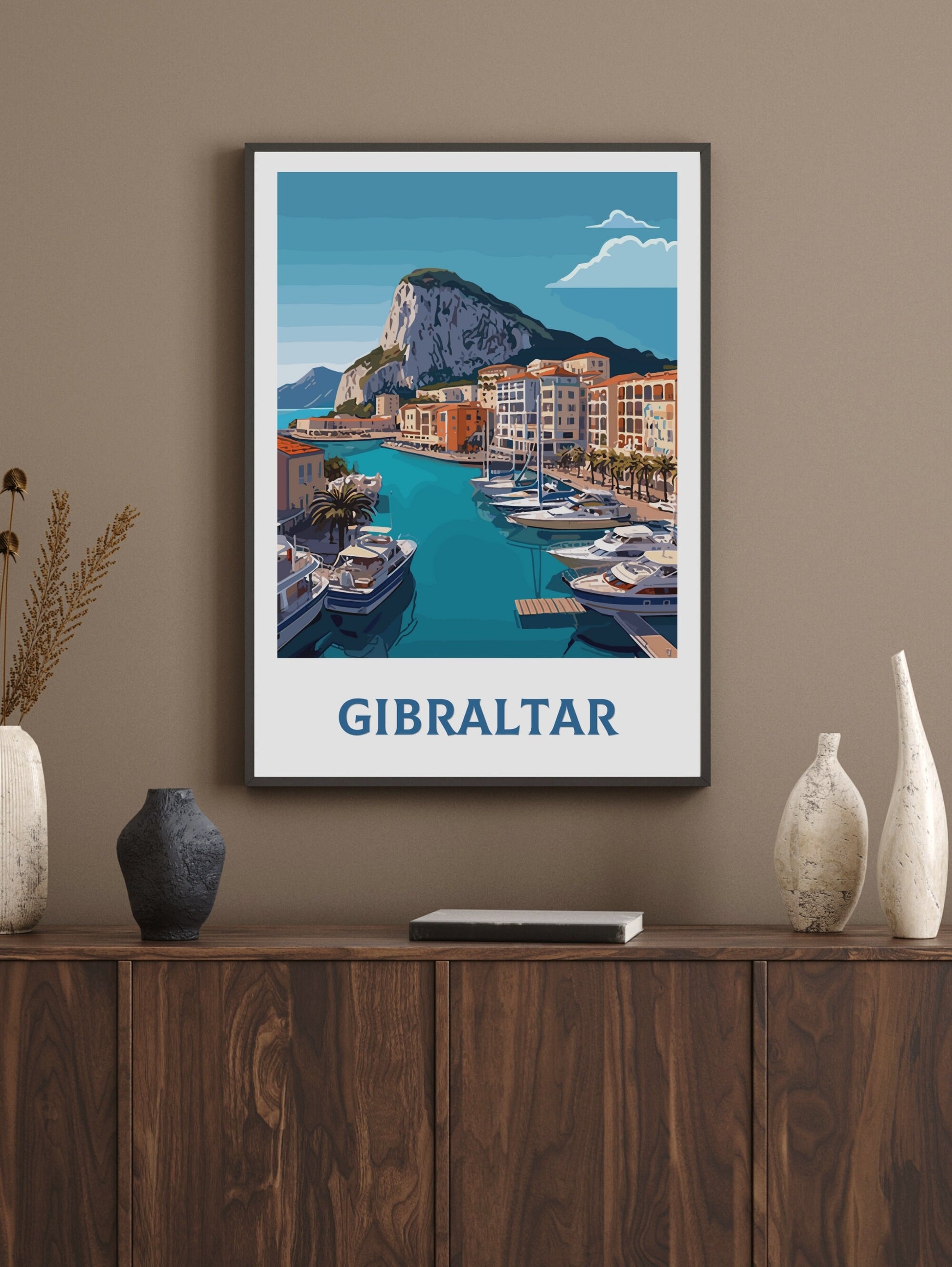 Gibraltar Poster | Gibraltar Travel Print | Gibraltar Rock Illustration | Gibraltar Wall Art | Gibraltar Print | Gibraltar Art | ID 389