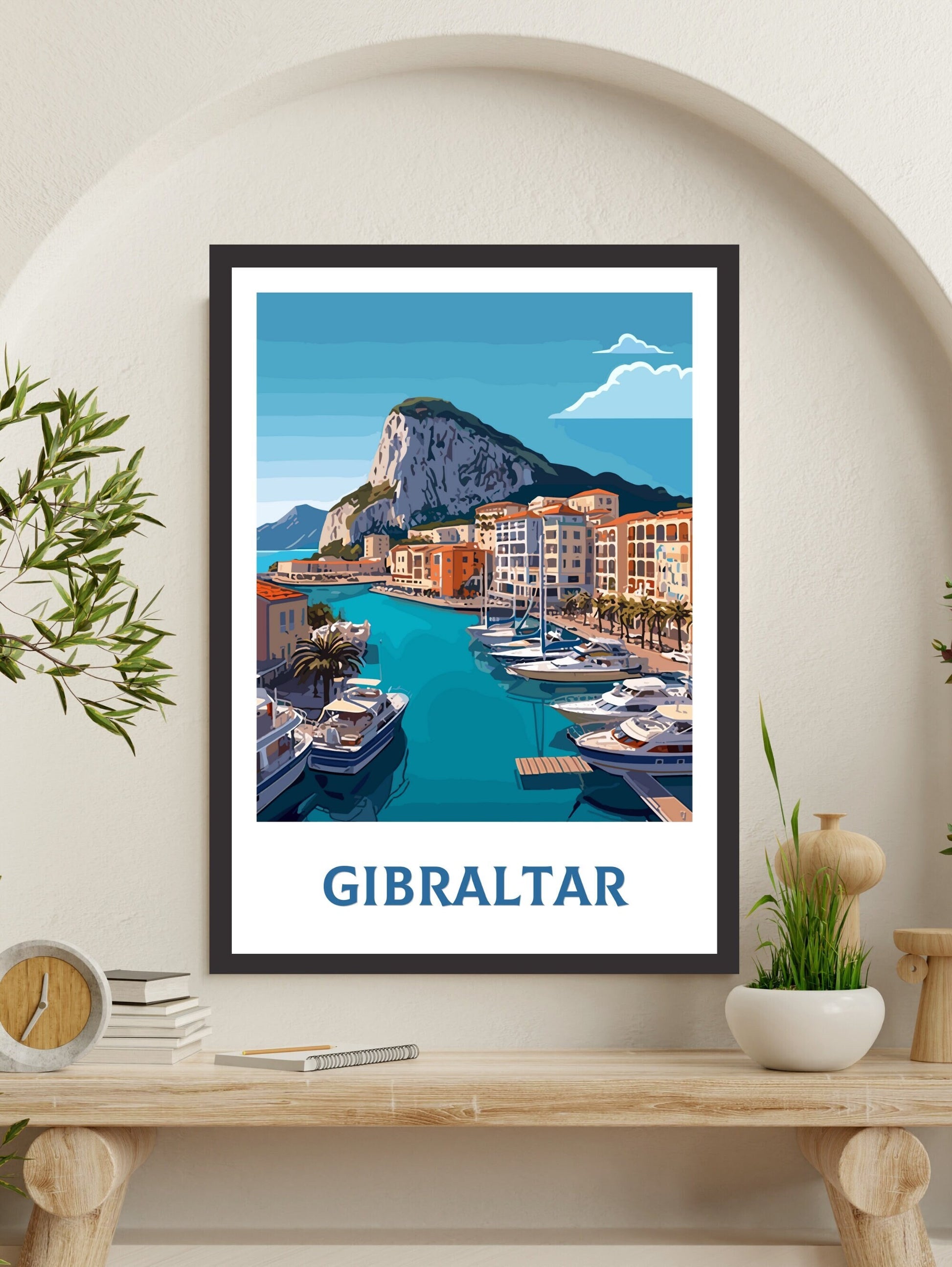 Gibraltar Poster | Gibraltar Travel Print | Gibraltar Rock Illustration | Gibraltar Wall Art | Gibraltar Print | Gibraltar Art | ID 389