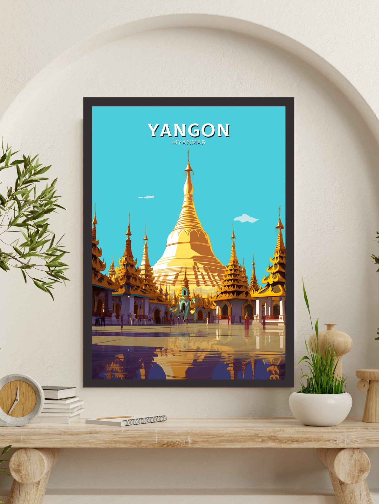 Yangon Myanmar Travel Print | Yangon Illustration | Yangon Wall Art | Myanmar Print | Yangon Print | Yangon Myanmar Painting | ID 427