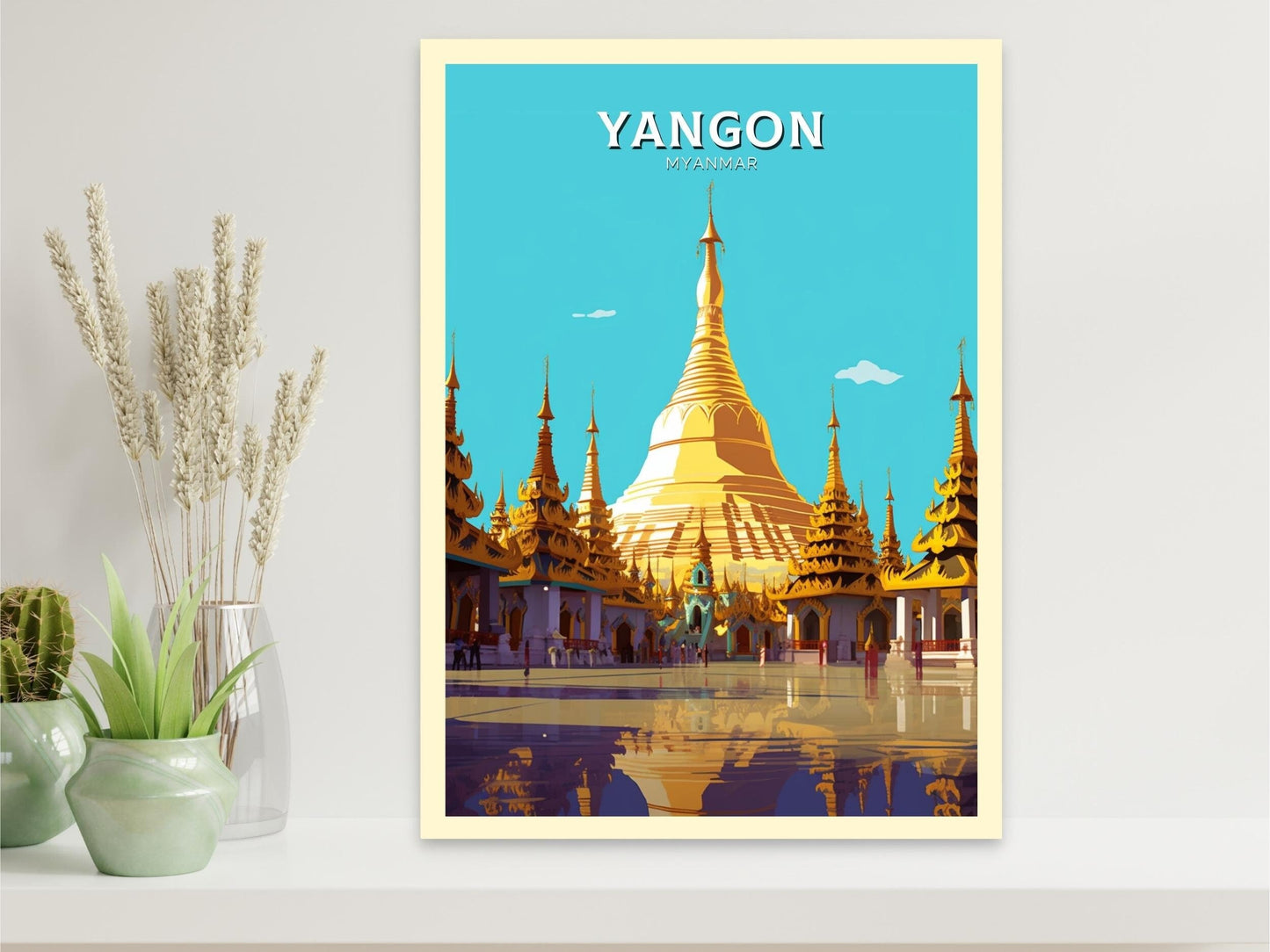 Yangon Myanmar Travel Print | Yangon Illustration | Yangon Wall Art | Myanmar Print | Yangon Print | Yangon Myanmar Painting | ID 427