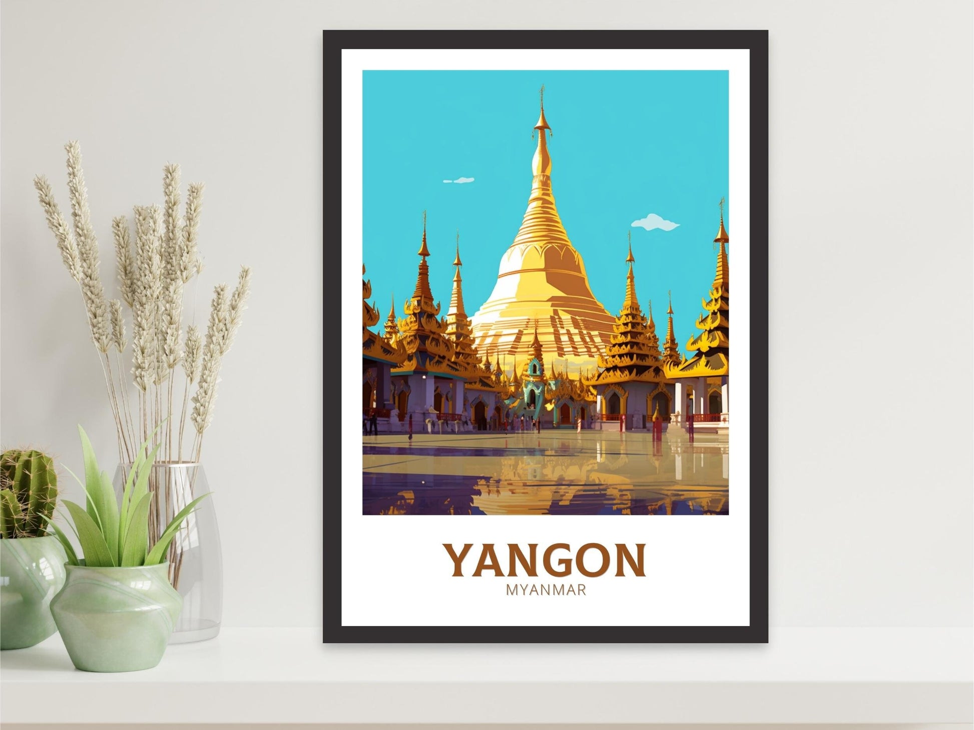 Yangon Travel Poster | Yangon Myanmar Travel Print | Yangon Illustration | Yangon Wall Art | Yangon Print | Yangon Myanmar Design | ID 428