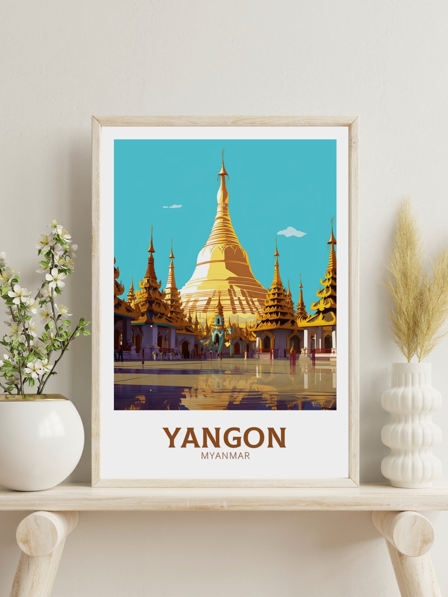 Yangon Travel Poster | Yangon Myanmar Travel Print | Yangon Illustration | Yangon Wall Art | Yangon Print | Yangon Myanmar Design | ID 428