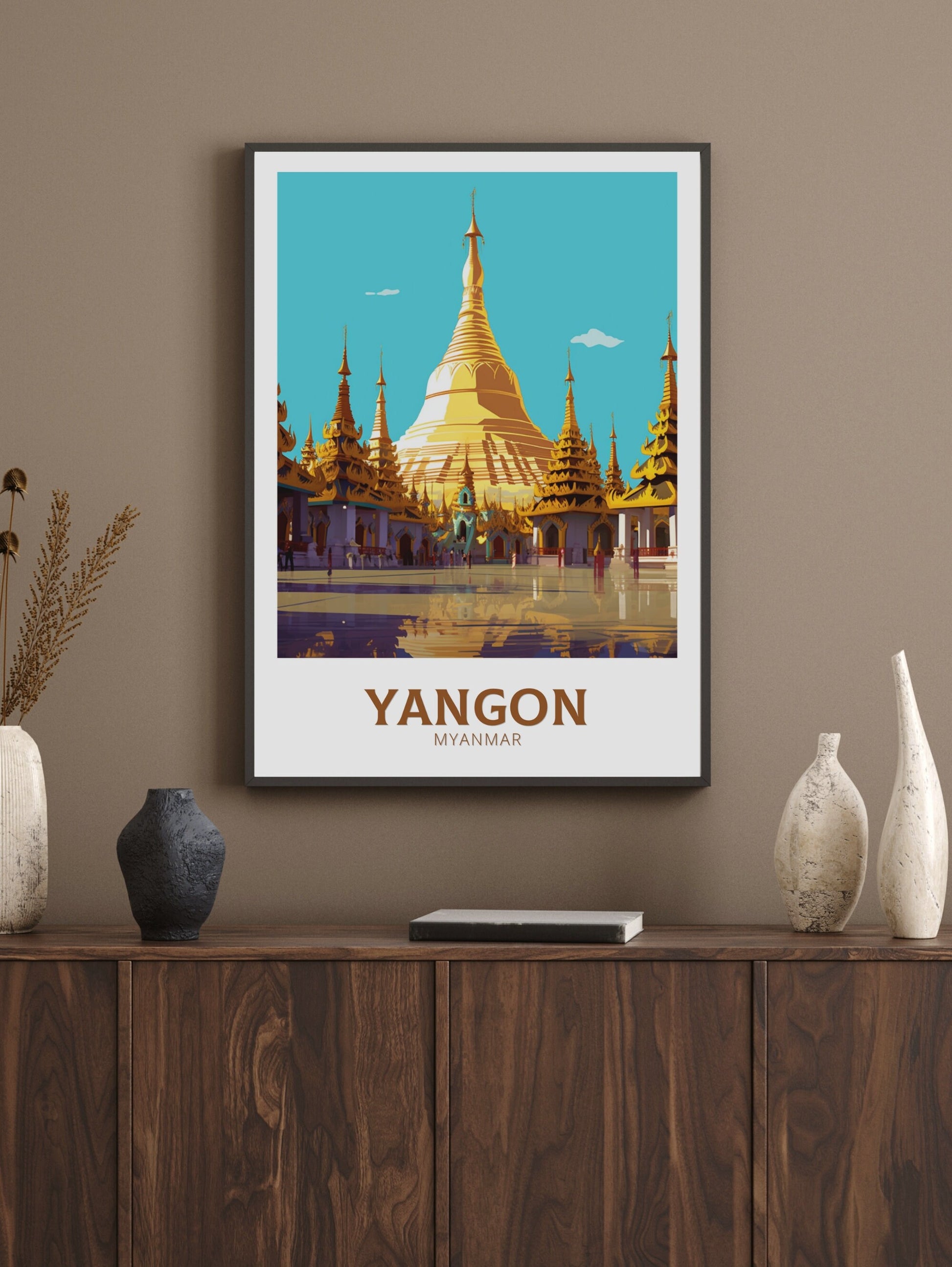 Yangon Travel Poster | Yangon Myanmar Travel Print | Yangon Illustration | Yangon Wall Art | Yangon Print | Yangon Myanmar Design | ID 428