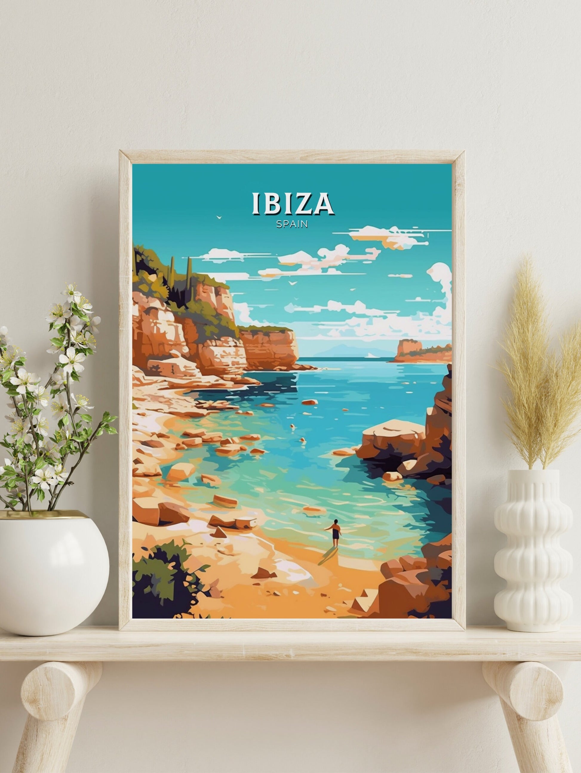 Ibiza Travel Print | Ibiza Illustration | Ibiza Wall Art | Ibiza Print | Spain Print | Spain Home Decor | Spain Poster | ID 036