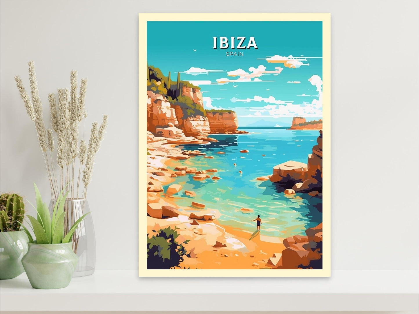 Ibiza Travel Print | Ibiza Illustration | Ibiza Wall Art | Ibiza Print | Spain Print | Spain Home Decor | Spain Poster | ID 036