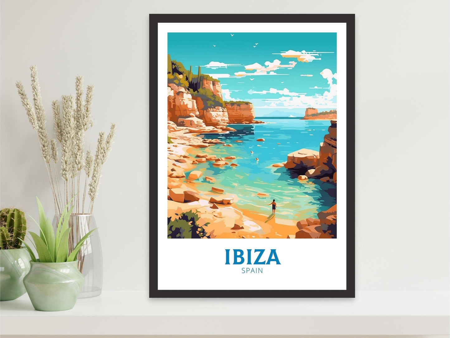 Ibiza Travel Poster | Ibiza Illustration | Ibiza Wall Art | Ibiza Poster | Spain Poster | Spain Home Décor | Spain Print | ID 190