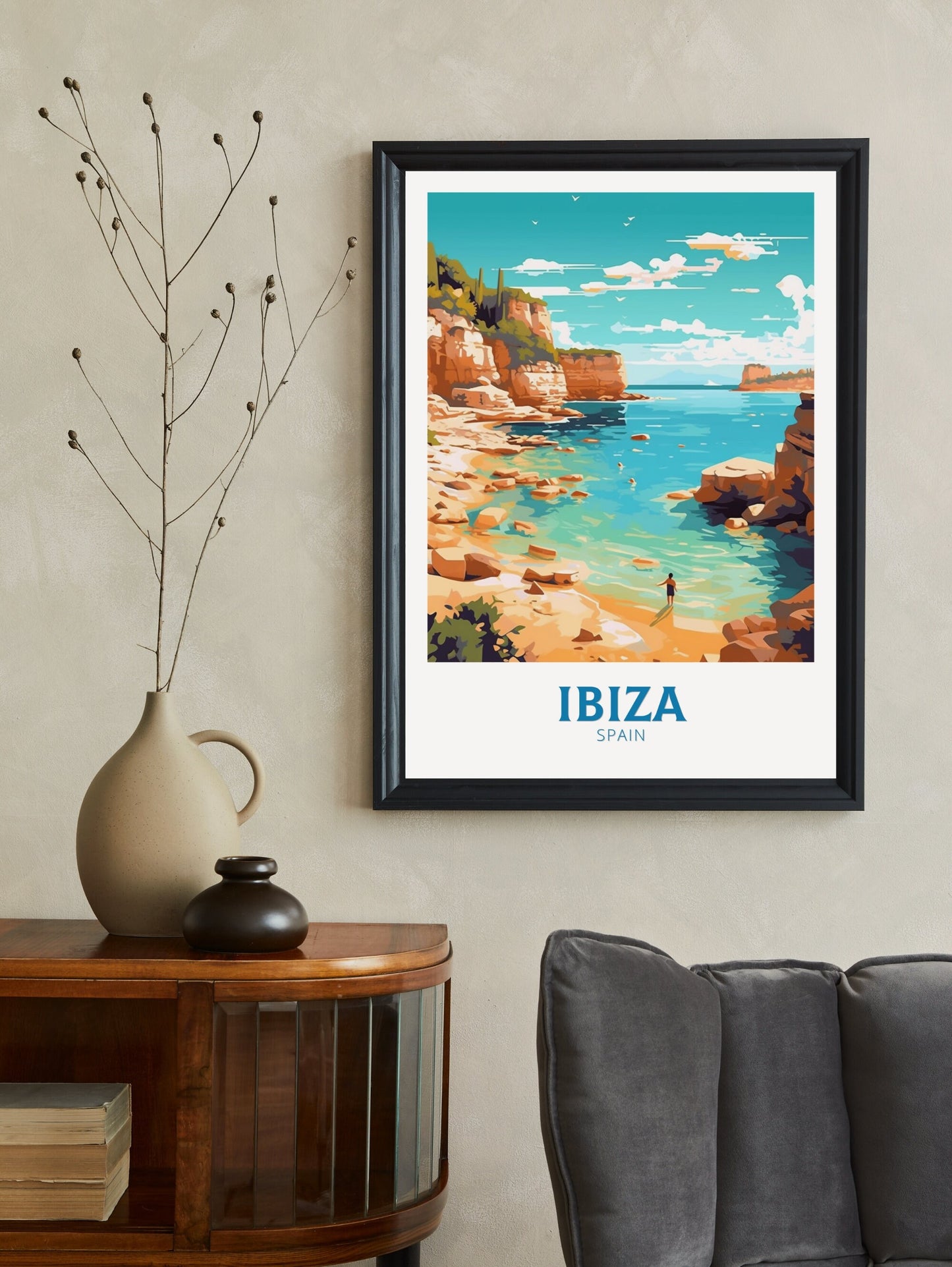 Ibiza Travel Poster | Ibiza Illustration | Ibiza Wall Art | Ibiza Poster | Spain Poster | Spain Home Décor | Spain Print | ID 190