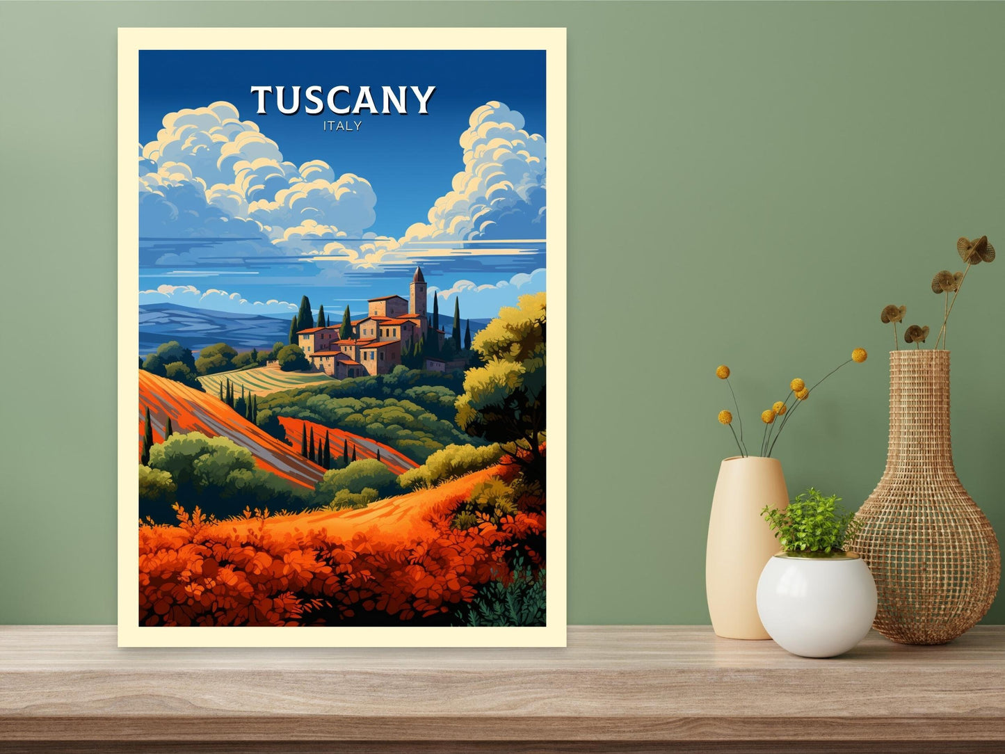 Tuscany Travel Print | Tuscany Illustration | Tuscany Travel Poster | Tuscany Print | Tuscany Wall Art | Italy Poster | Italy Décor | ID 495