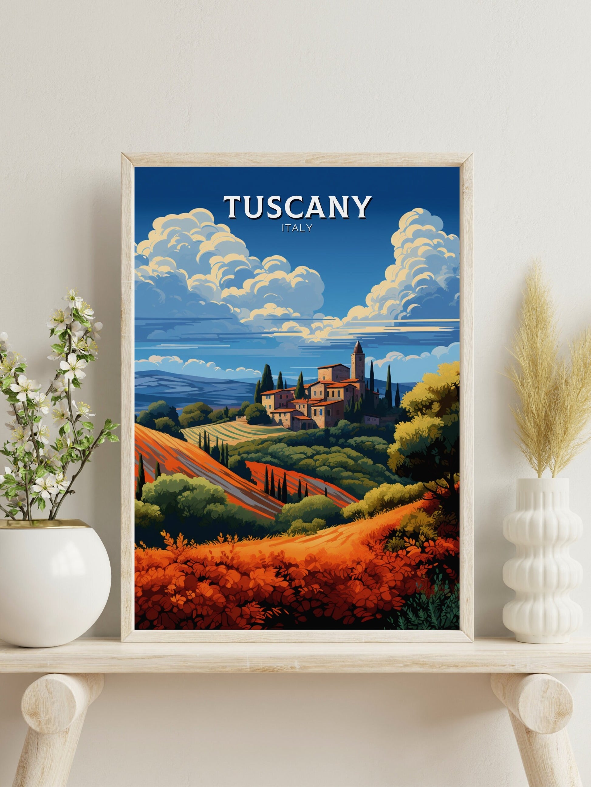 Tuscany Travel Print | Tuscany Illustration | Tuscany Travel Poster | Tuscany Print | Tuscany Wall Art | Italy Poster | Italy Décor | ID 495