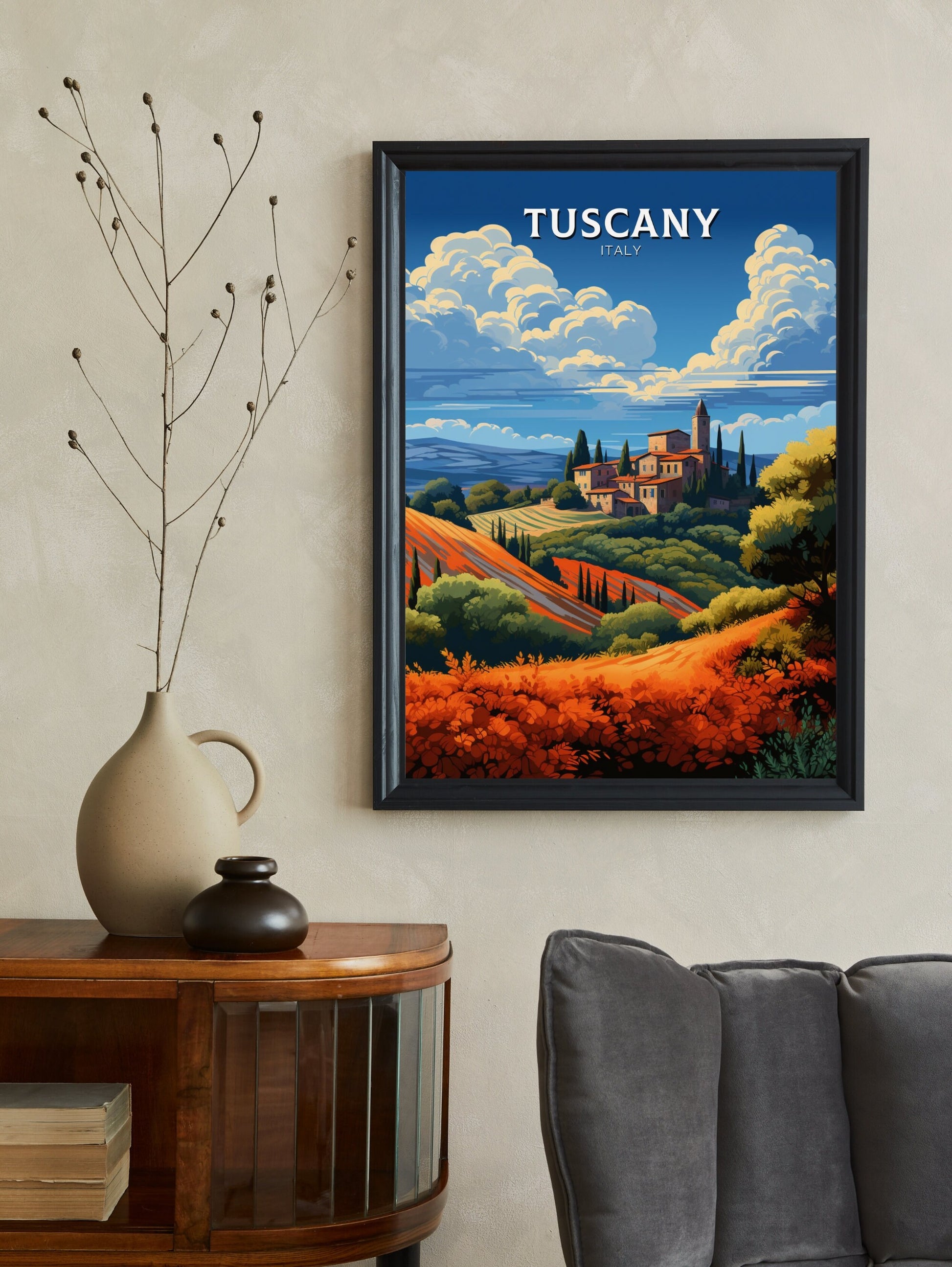 Tuscany Travel Print | Tuscany Illustration | Tuscany Travel Poster | Tuscany Print | Tuscany Wall Art | Italy Poster | Italy Décor | ID 495