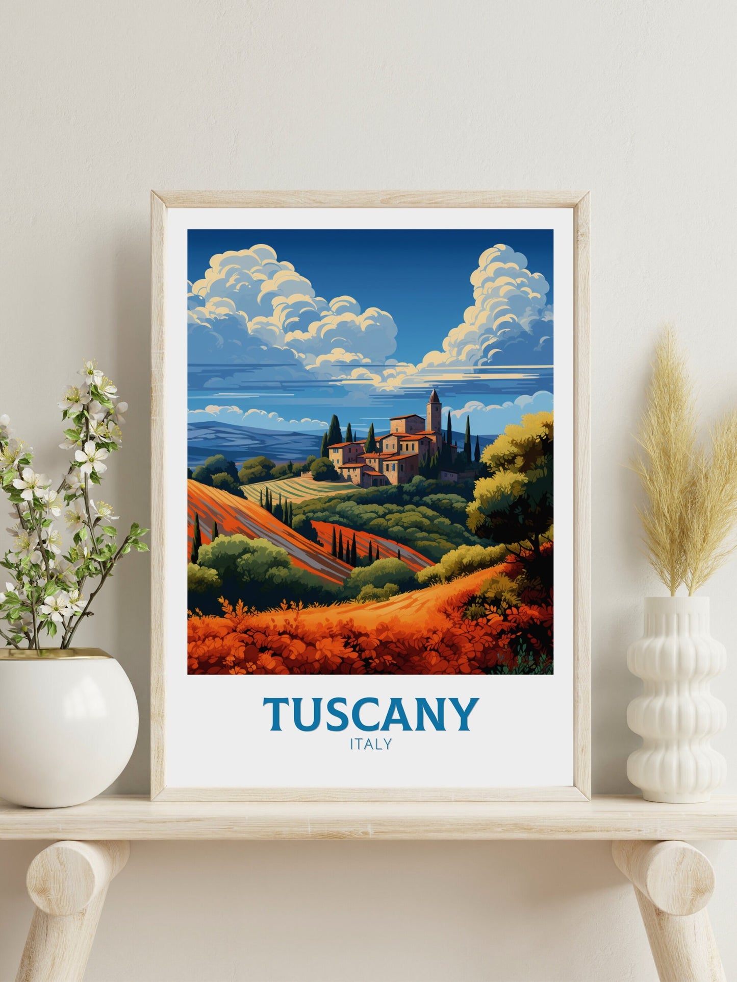 Tuscany Travel Poster | Tuscany Travel Print | Tuscany Illustration | Tuscany Print | Tuscany Wall Art | Italy Poster | Italy Décor | ID 496