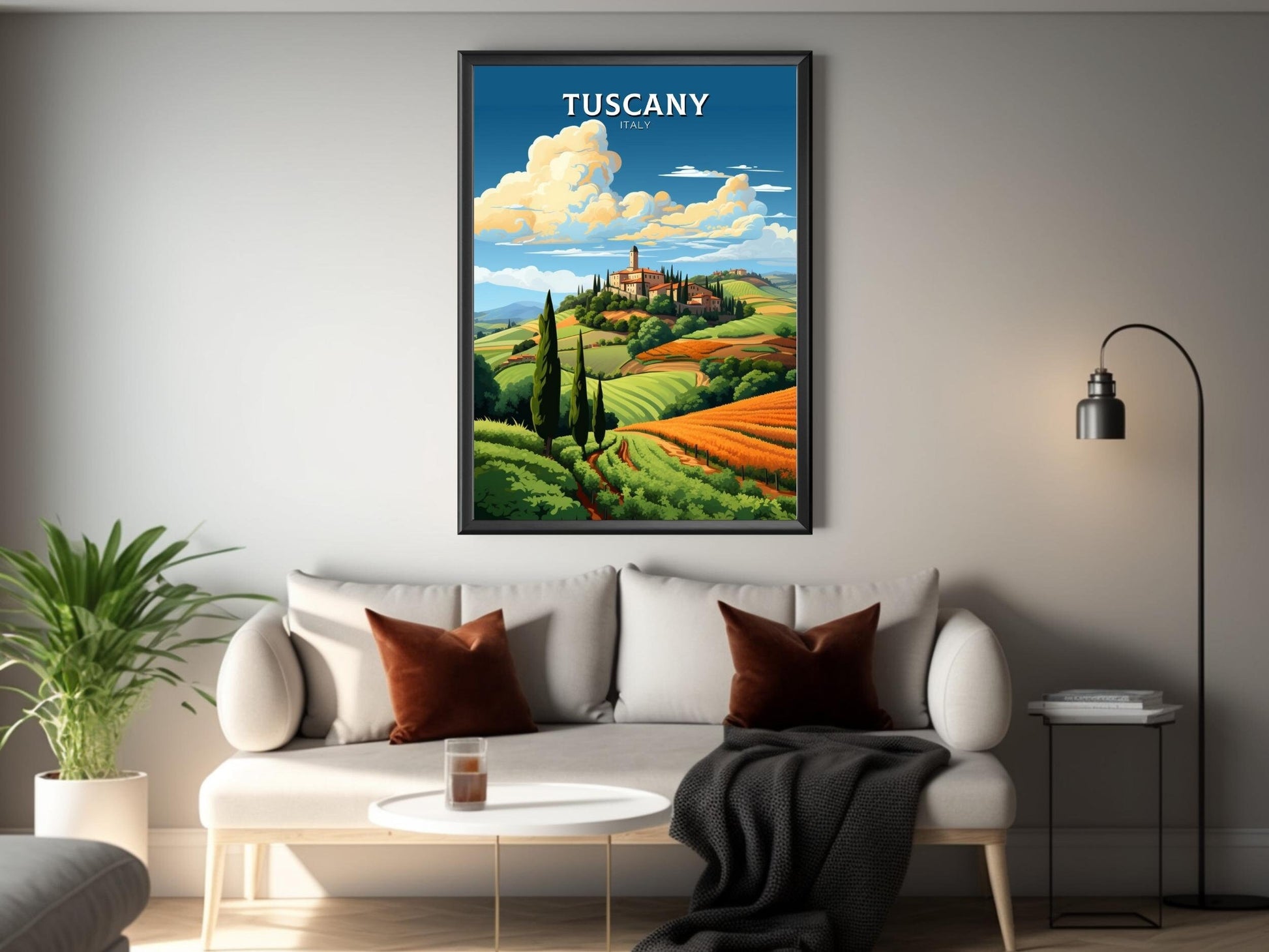 Tuscany Poster | Tuscany Print | Tuscany Travel Illustration | Vineyards Print | Tuscany Wall Art | Italy Poster | Italy Décor | ID 497