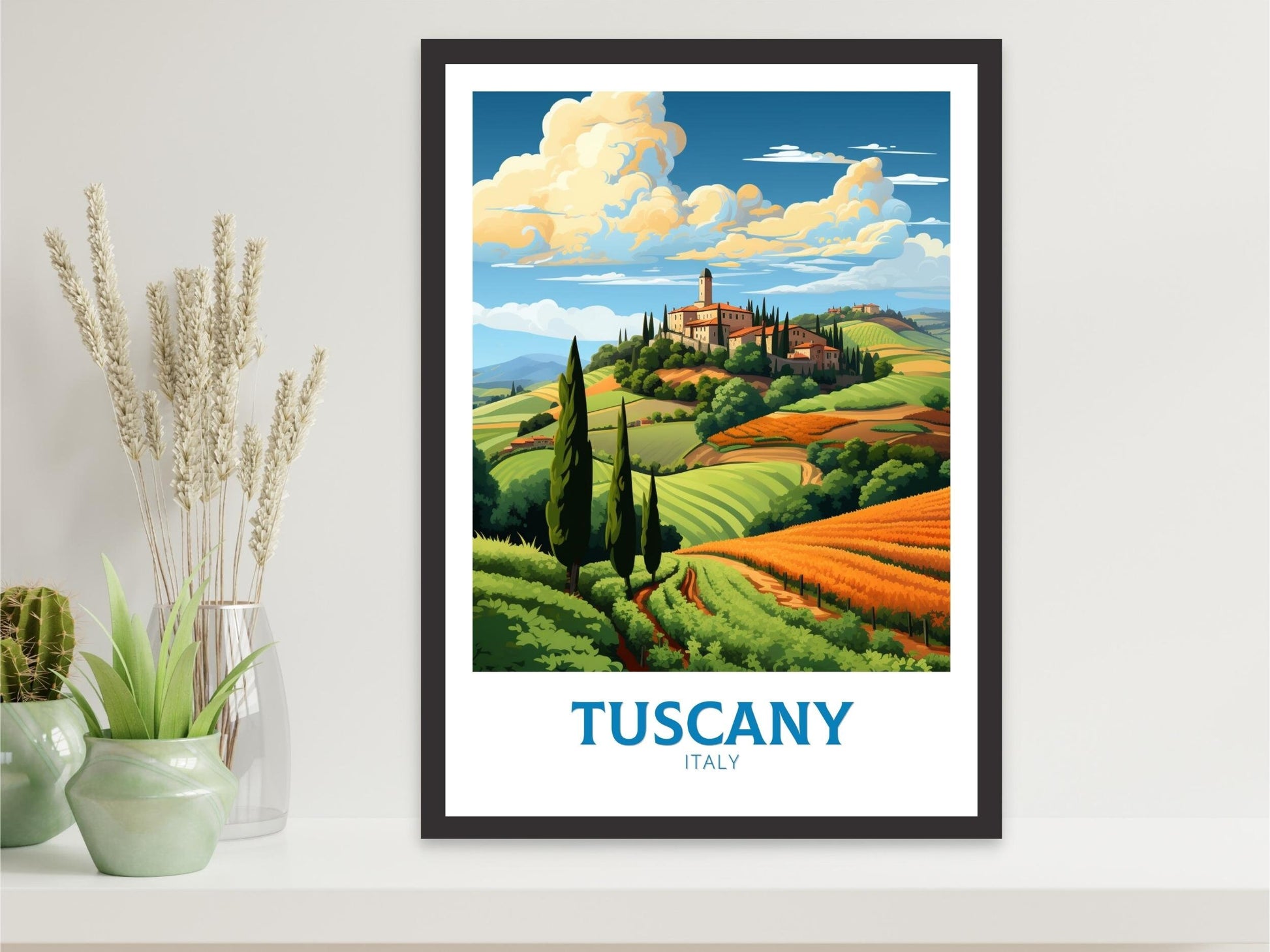 Tuscany Print | Tuscany Poster | Tuscany Travel Illustration | Vineyards Print | Tuscany Wall Art | Italy Poster | Italy Décor | ID 498