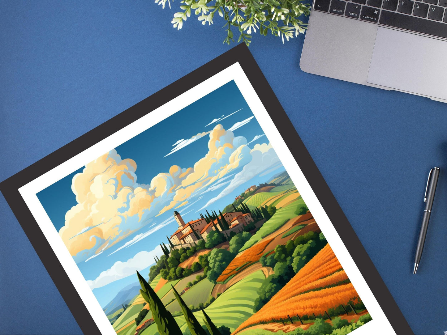 Tuscany Print | Tuscany Poster | Tuscany Travel Illustration | Vineyards Print | Tuscany Wall Art | Italy Poster | Italy Décor | ID 498