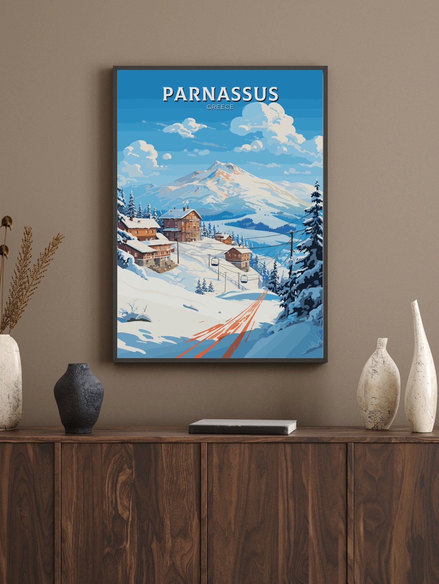 Parnassus Poster | Parnassus Travel Print | Parnassus Illustration | Greece Poster | Parnassus Print | Greece Décor | Travel Poster | ID 499