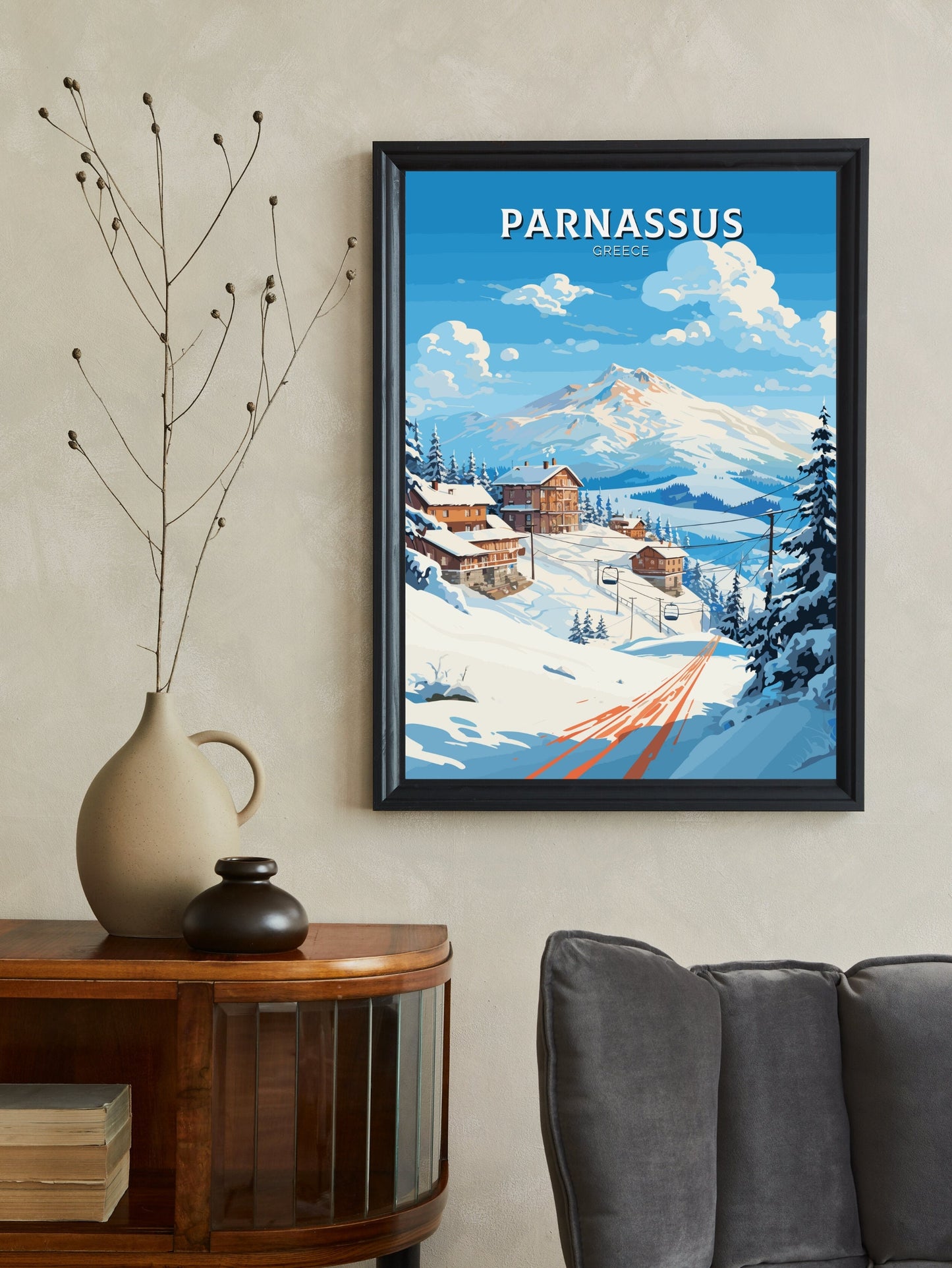 Parnassus Poster | Parnassus Travel Print | Parnassus Illustration | Greece Poster | Parnassus Print | Greece Décor | Travel Poster | ID 499