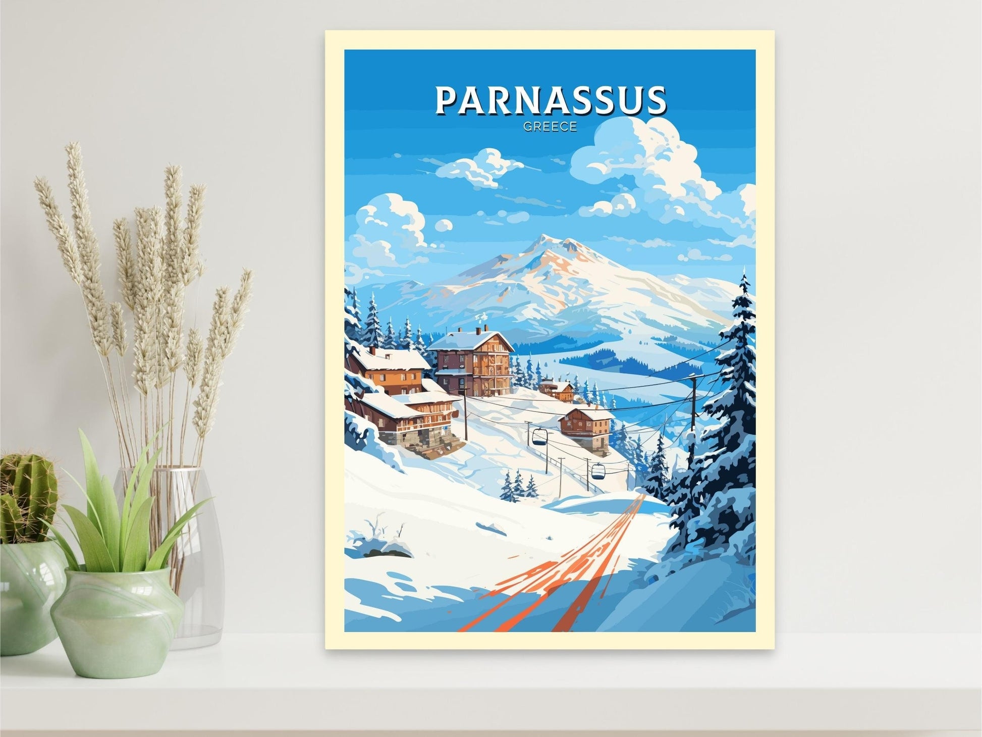 Parnassus Poster | Parnassus Travel Print | Parnassus Illustration | Greece Poster | Parnassus Print | Greece Décor | Travel Poster | ID 499