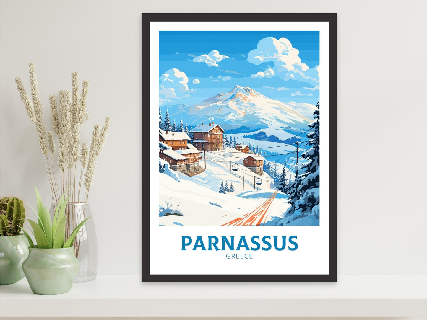 Parnassus Travel Print | Parnassus Poster | Parnassus Illustration | Greece Poster | Parnassus Print | Greece Décor | Travel Poster | ID 500