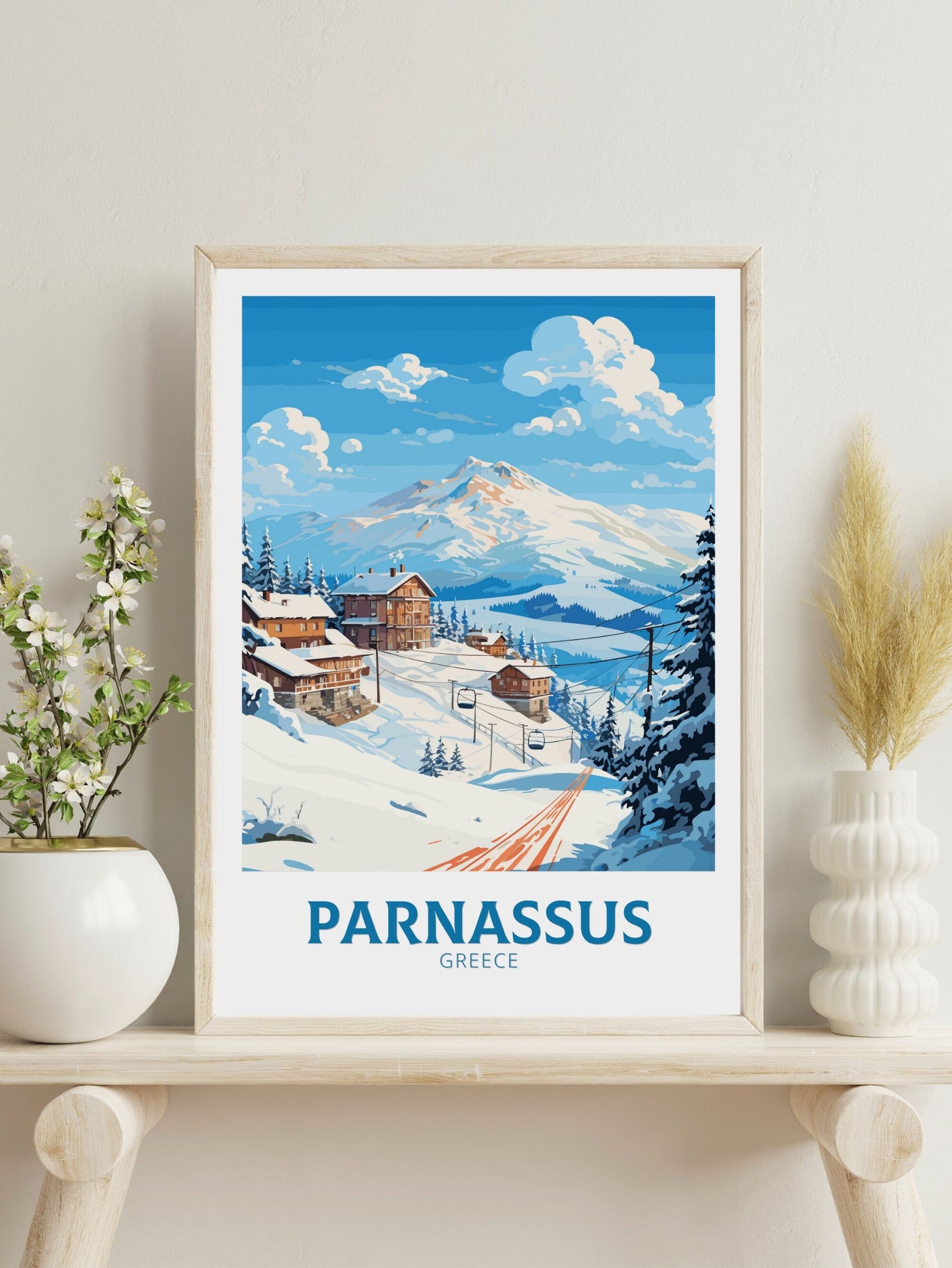 Parnassus Travel Print | Parnassus Poster | Parnassus Illustration | Greece Poster | Parnassus Print | Greece Décor | Travel Poster | ID 500