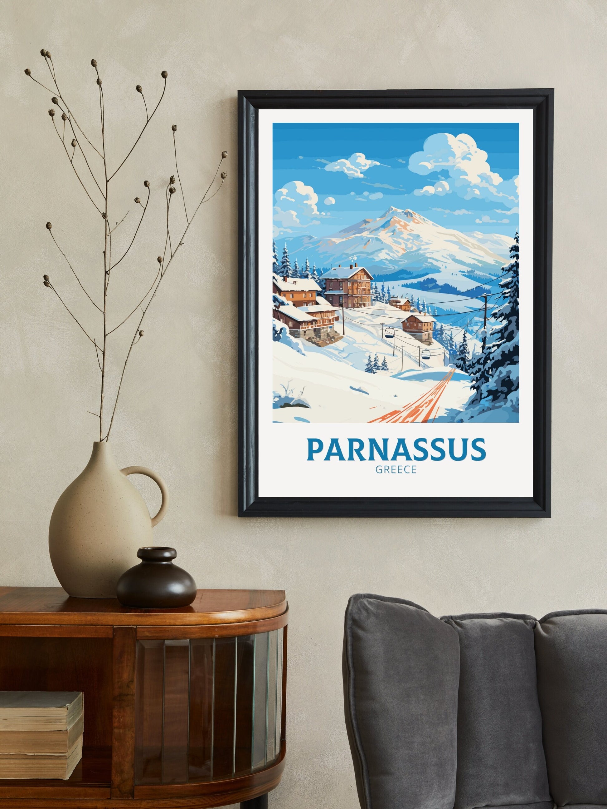 Parnassus Travel Print | Parnassus Poster | Parnassus Illustration | Greece Poster | Parnassus Print | Greece Décor | Travel Poster | ID 500