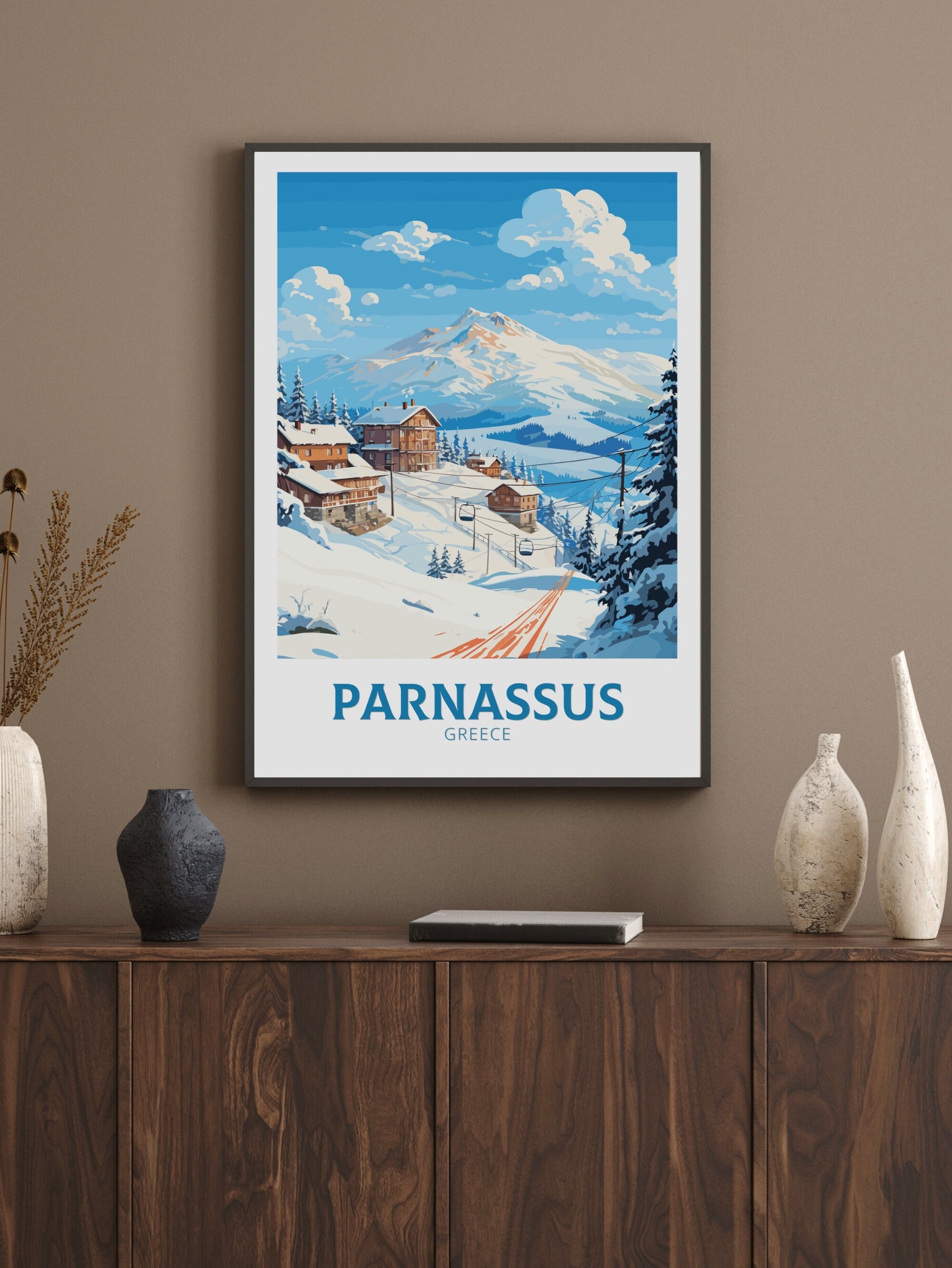 Parnassus Travel Print | Parnassus Poster | Parnassus Illustration | Greece Poster | Parnassus Print | Greece Décor | Travel Poster | ID 500