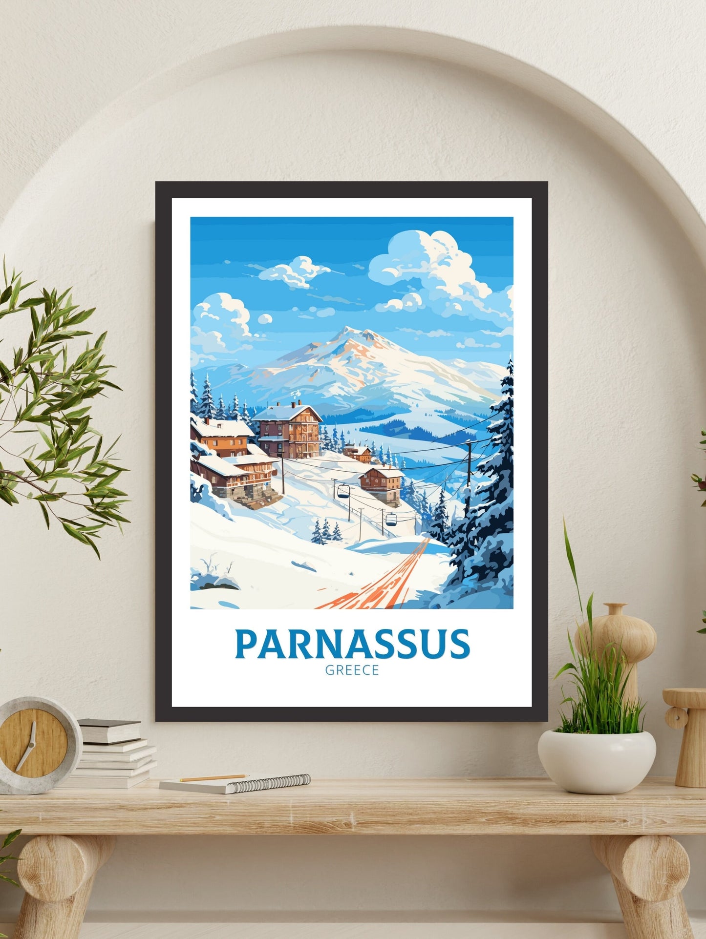 Parnassus Travel Print | Parnassus Poster | Parnassus Illustration | Greece Poster | Parnassus Print | Greece Décor | Travel Poster | ID 500