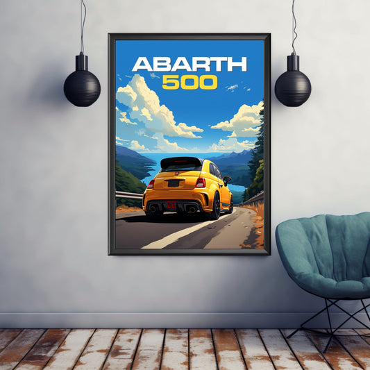 Abarth 500 Print, Car Print, Abarth 500 Poster, Car Poster, 2010s Car, Car Art, Modern Classic Car Print, Italian Car Print, Abarthisti
